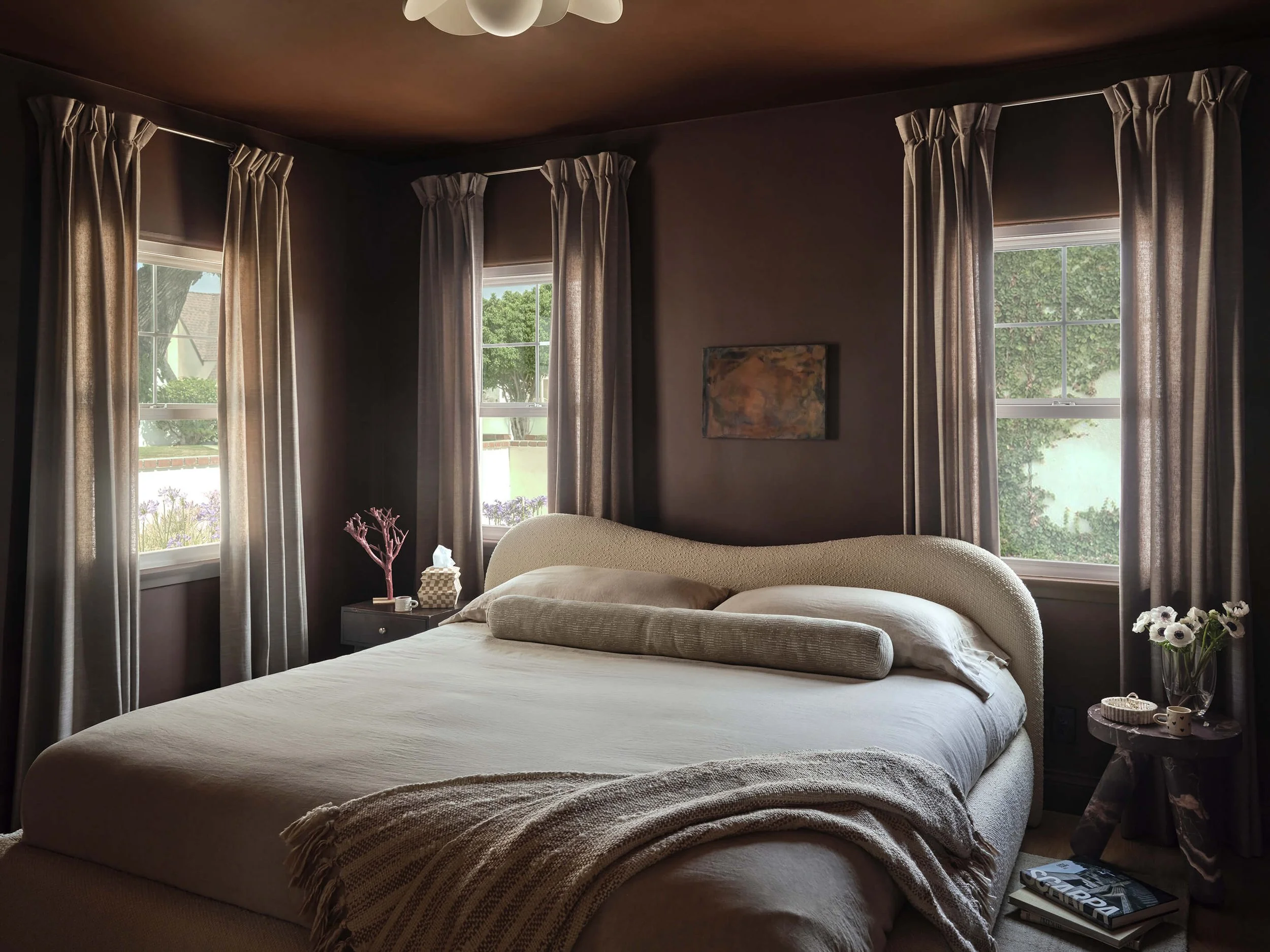Dark brown primary bedroom