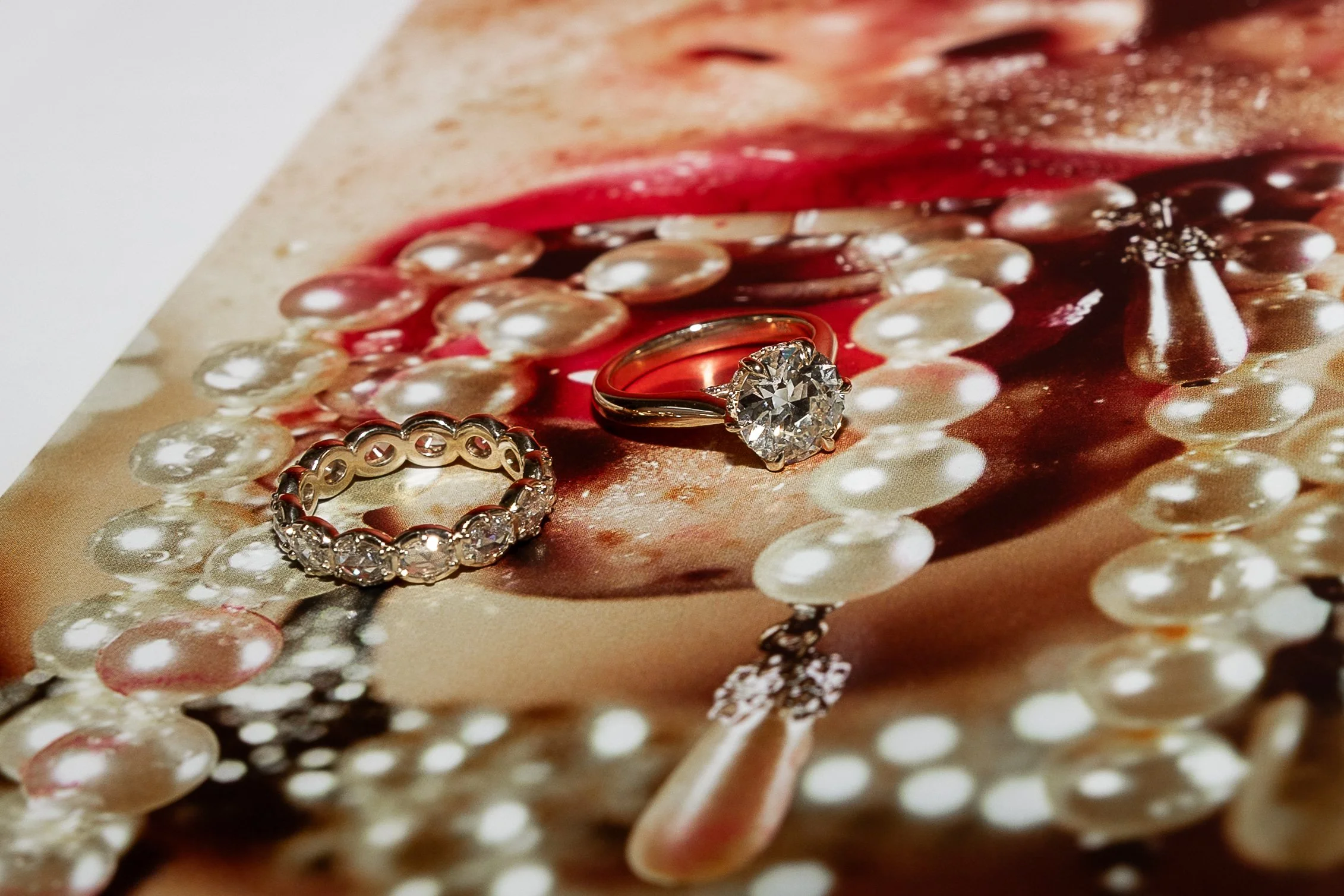 Euro. Cut Solitaire & Oval Rose Cut Eternity