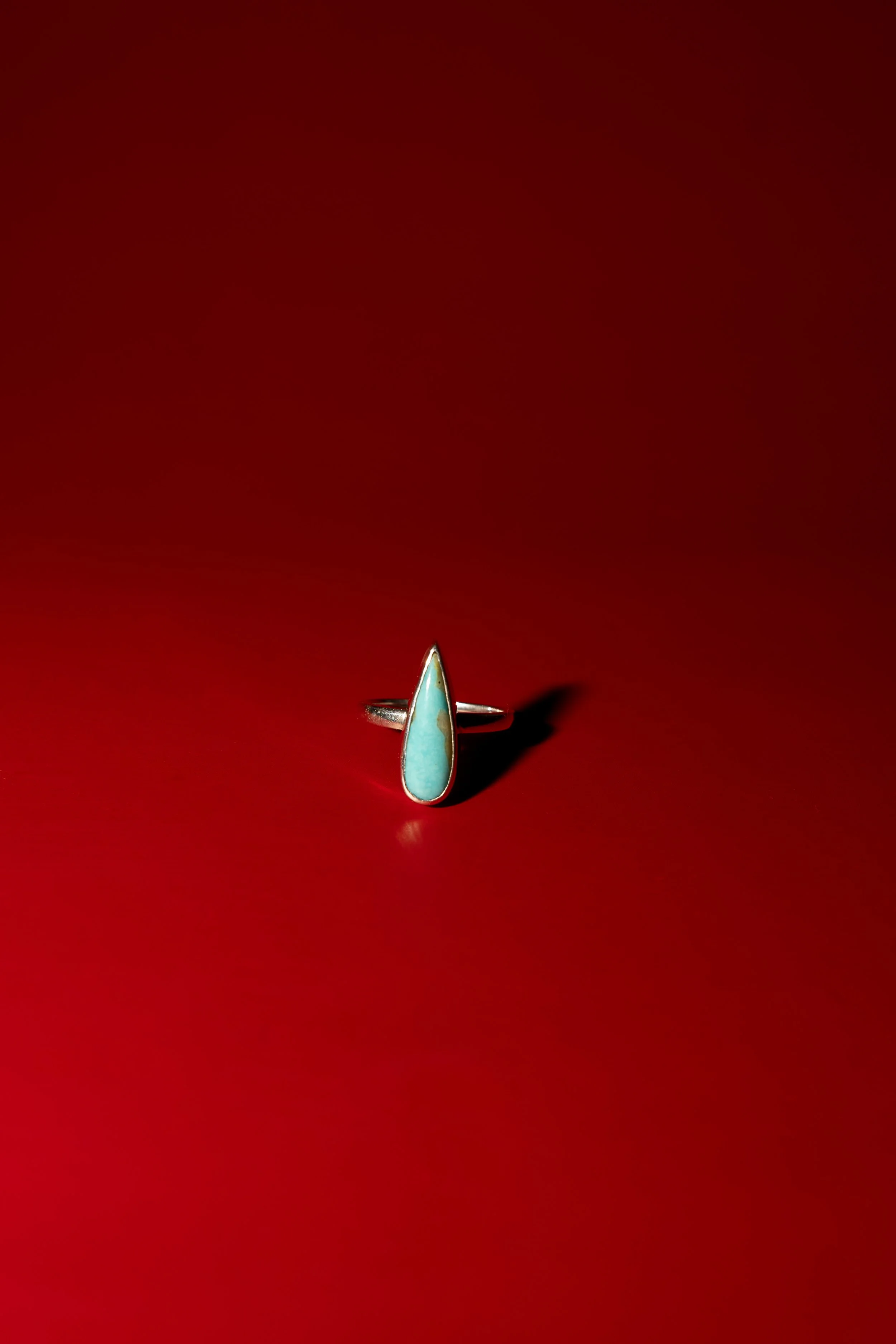 Turquoise Cabochon Teardrop Sterling Silver Ring