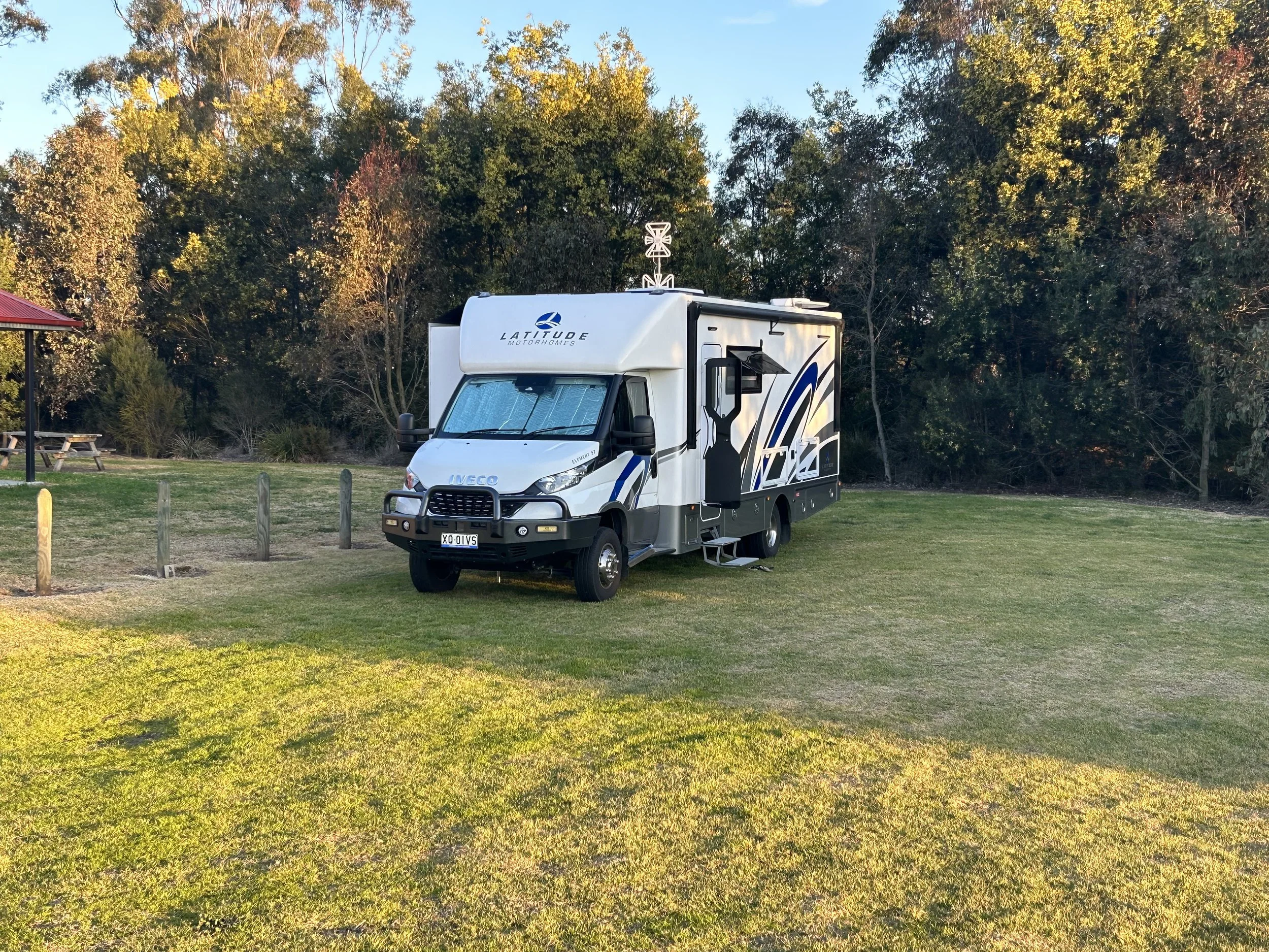 Latitude at a grassy campground