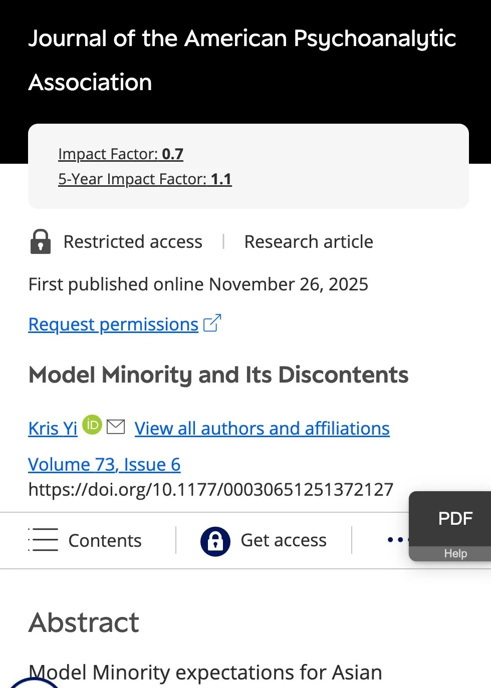 Screenshot of Model Minority and its Discontents by Kris Yi