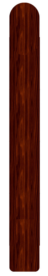 A vertical wooden plank with a shiny, polished surface and visible wood grain.