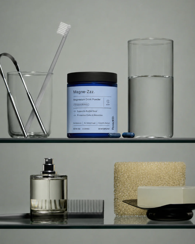 Road 13 Magne-Zzz magnesium drink powder with wellness essentials.