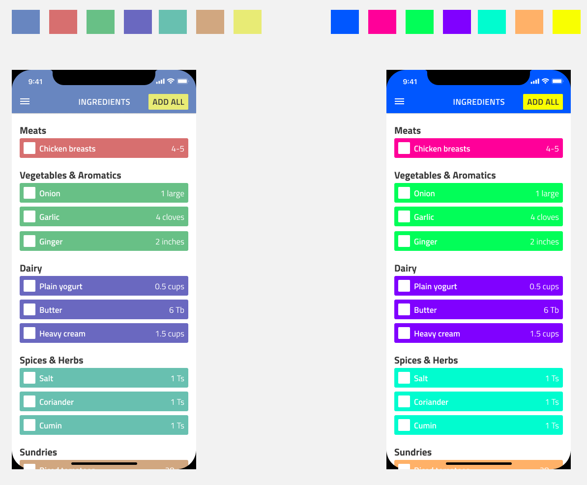 Brand based palettes