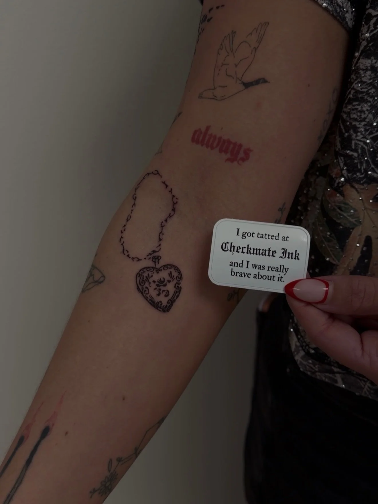 @inkedbyroo got her elbow ditch tatted and she was really brave about it