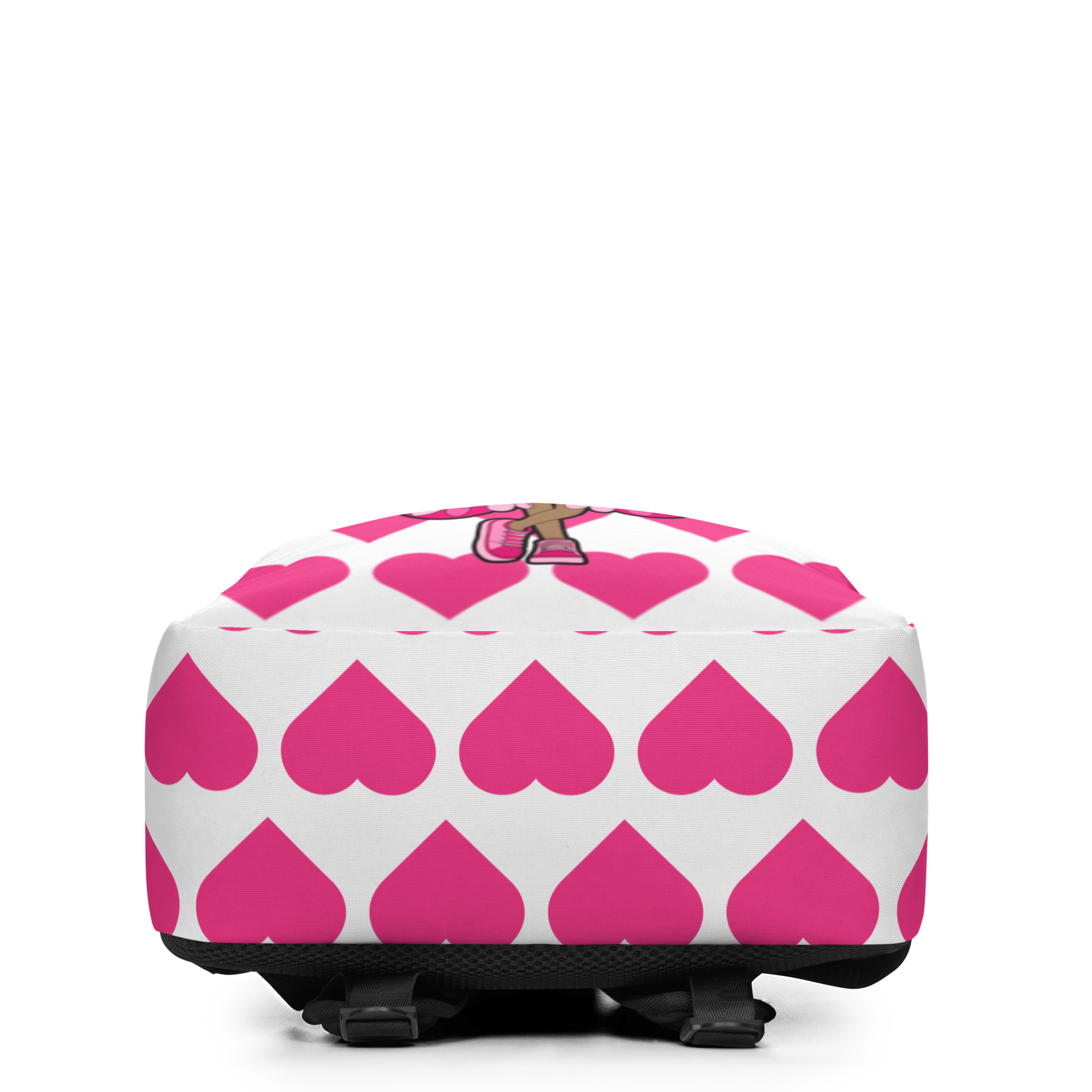 Glitzy Gracelynn Pixie Backpack by Coco Pixies with pink hearts, afro puffs, heart sunglasses and pink wings
