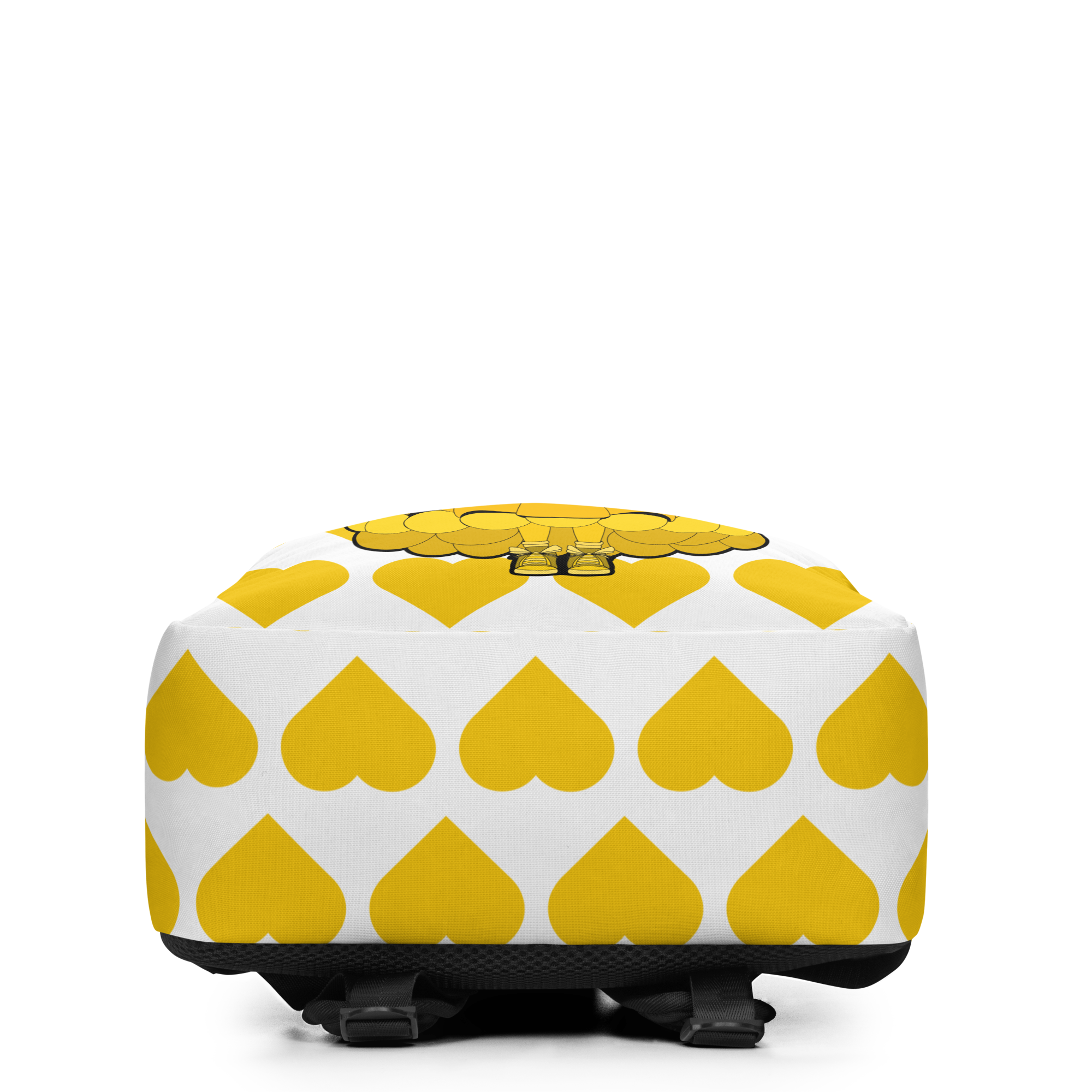 Blissful Brandie Pixie Backpack by Coco Pixies with a Black girl pixie, yellow wings and signature yellow heart pattern