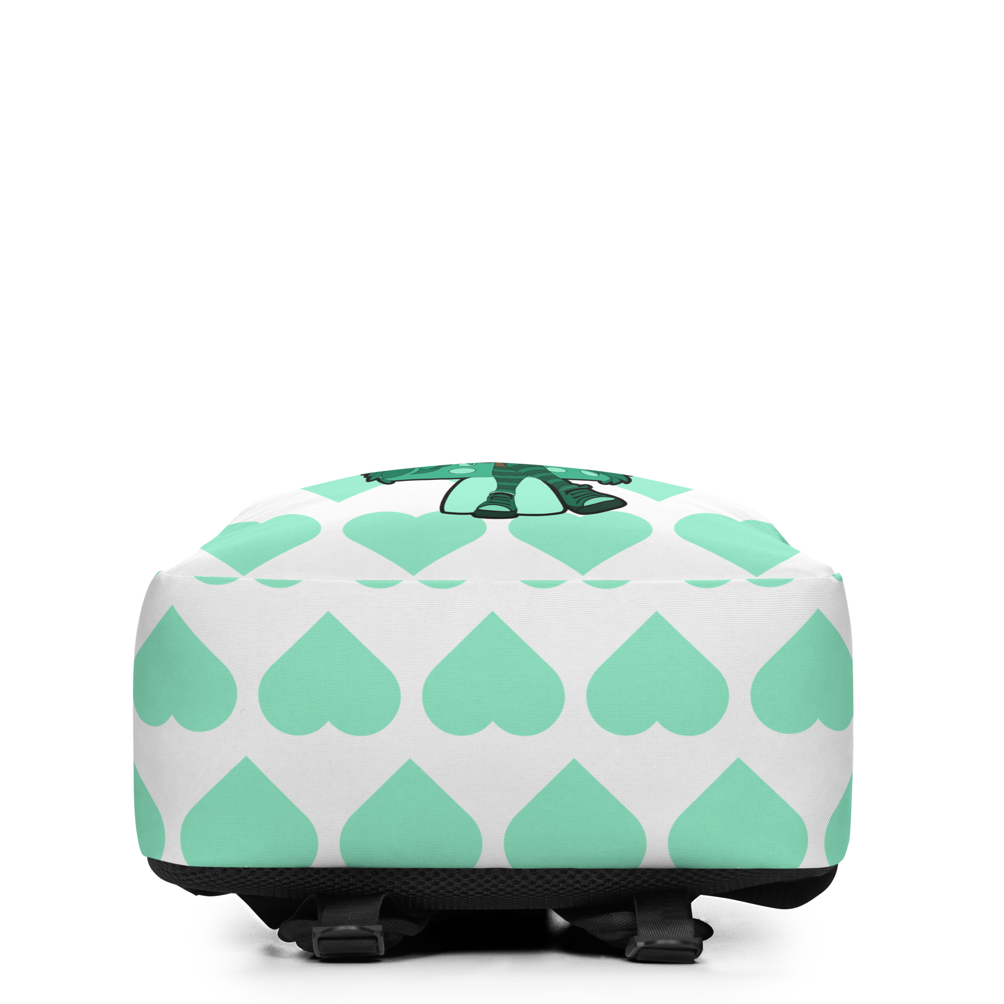 Brilliant Bailey Pixie Backpack by Coco Pixies featuring a Black girl pixie with a curly afro, green wings and a mint heart pattern.