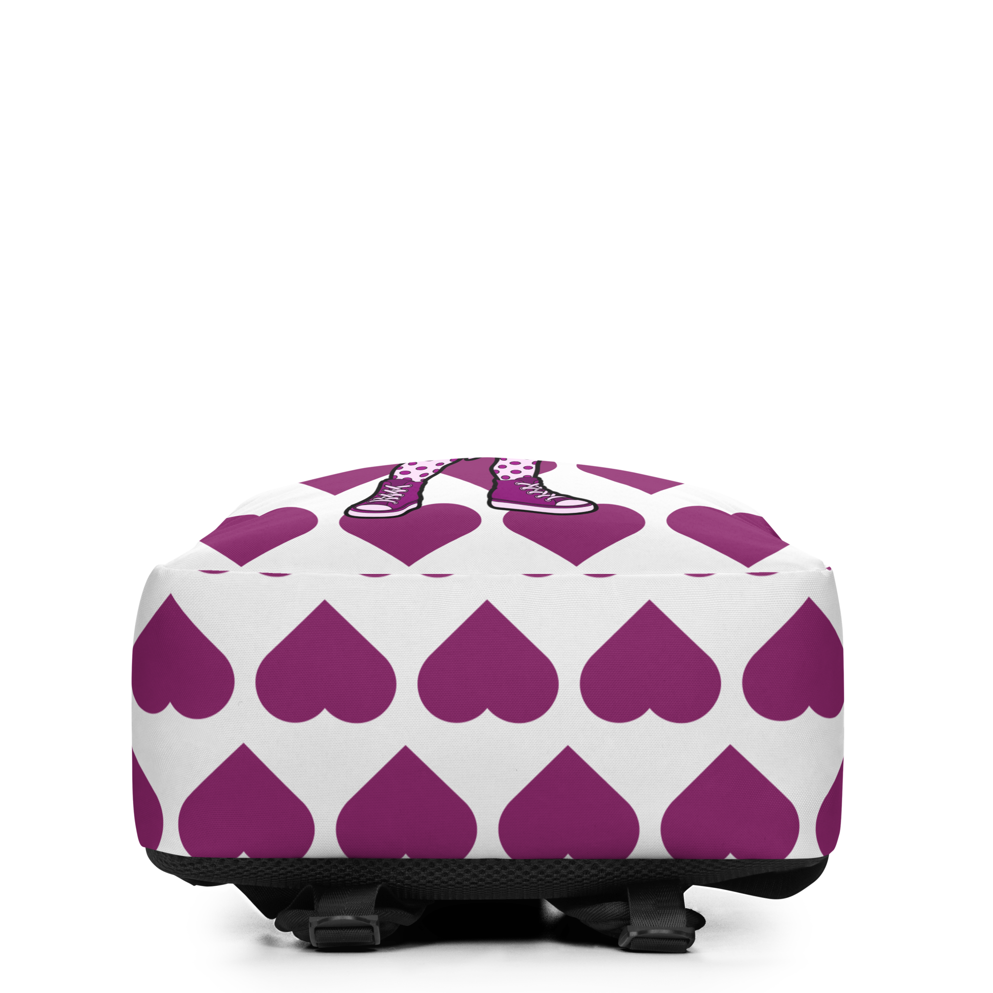 Teonna Twinklepuff Pixie Backpack by Coco Pixies with pink wings, flower sunglasses and a purple signature heart pattern.