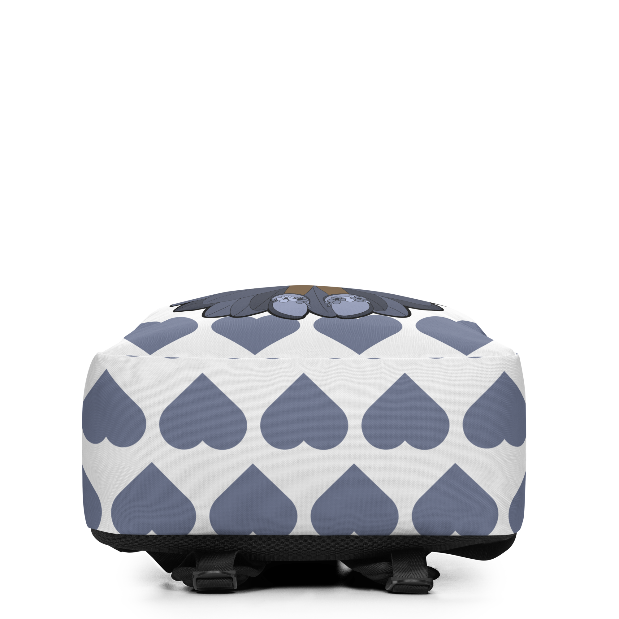 Bubbly Brooke Pixie Backpack by Coco Pixies with a Black girl pixie, cupcake and slate-blue signature heart pattern