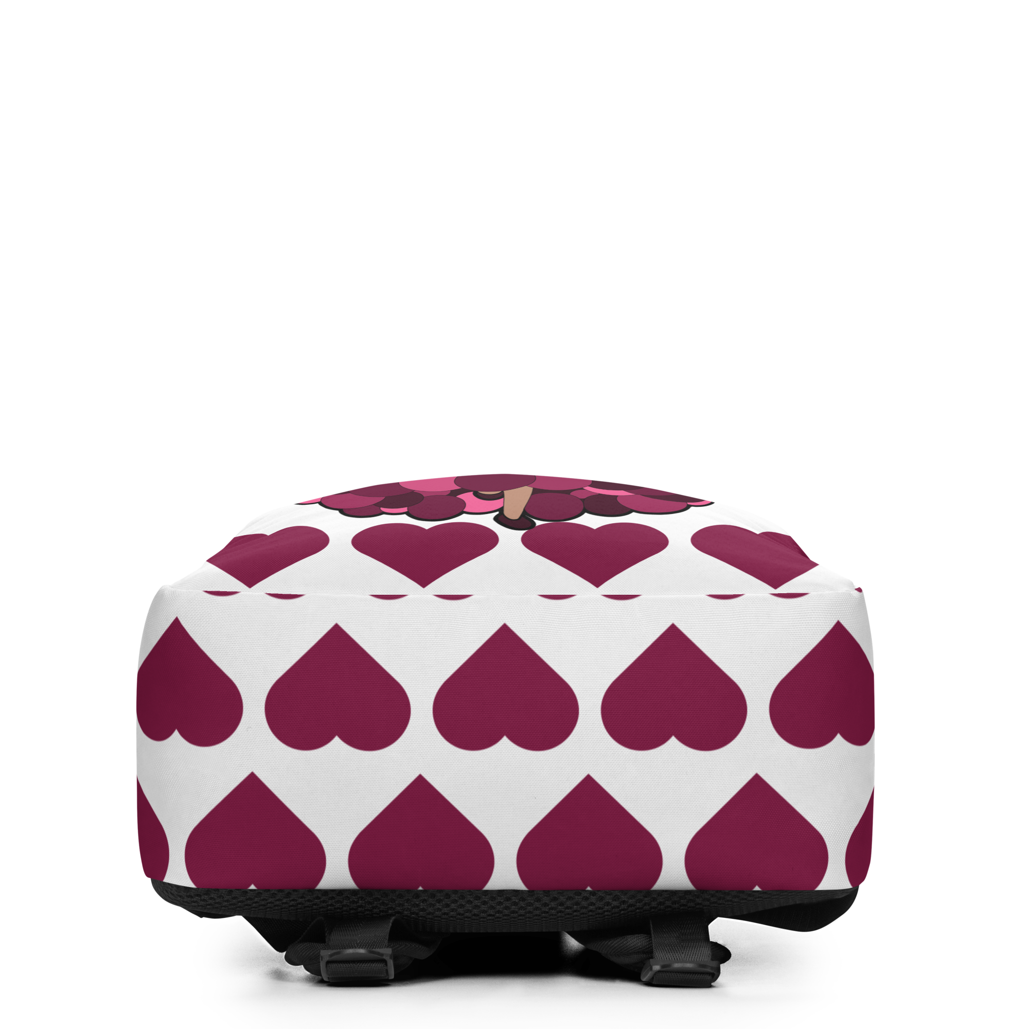 Delightful Daisy Pixie Backpack by Coco Pixies with burgundy hearts, pink wings, glasses and curly afro puff