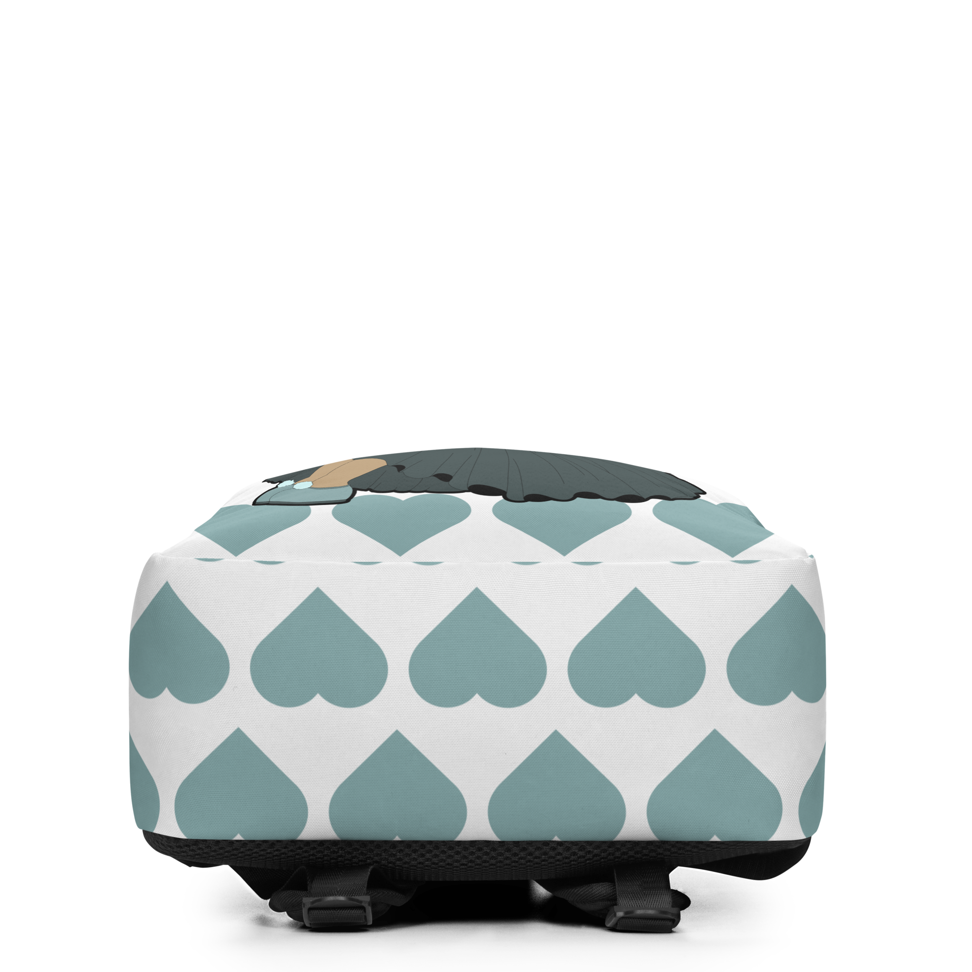 Pixie Piper Backpack by Coco Pixies with aqua signature hearts, floral crown, sunglasses, and pixie wings