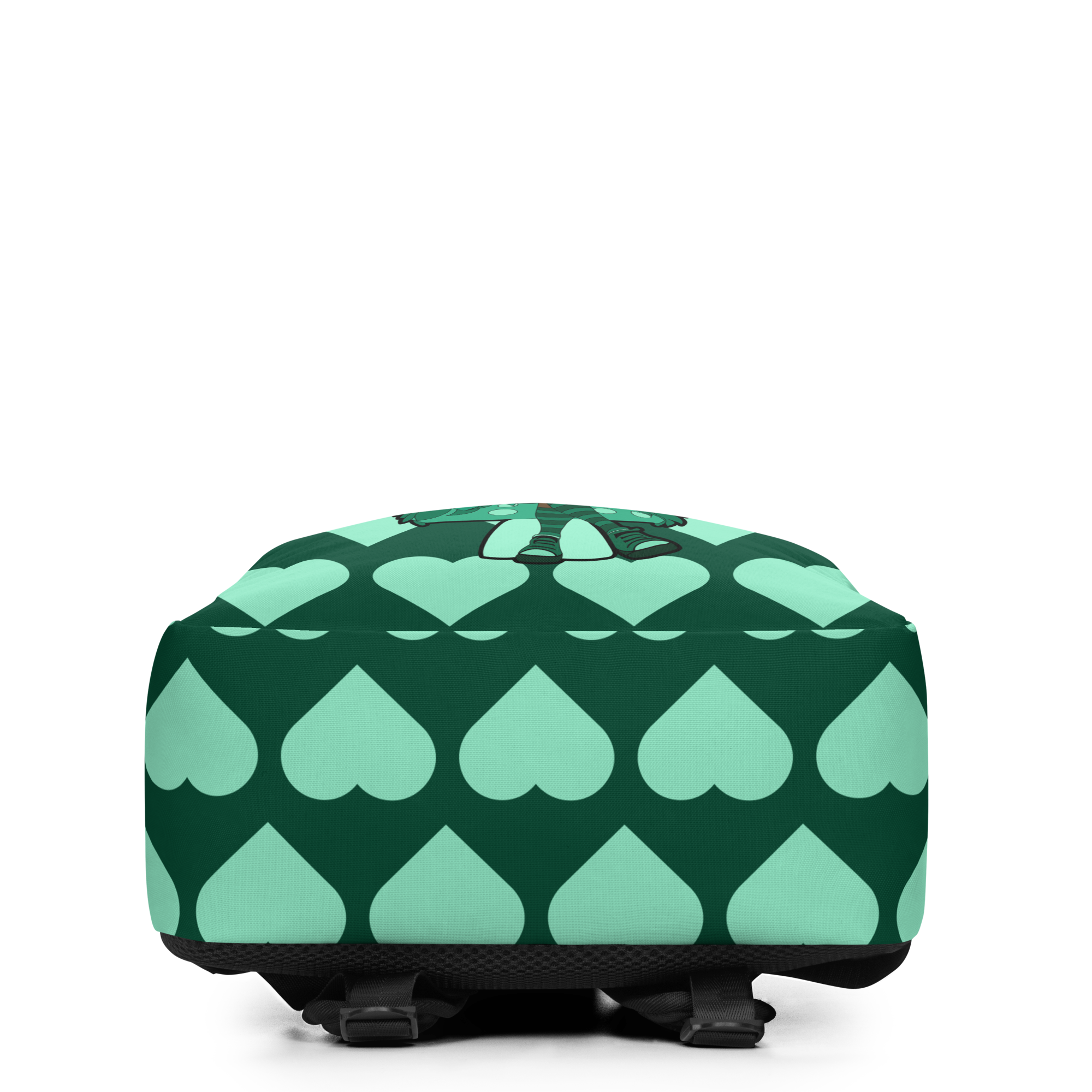 Brilliant Bailey Pixie Backpack by Coco Pixies featuring a Black girl pixie with a curly afro, green wings and mint hearts on emerald green.