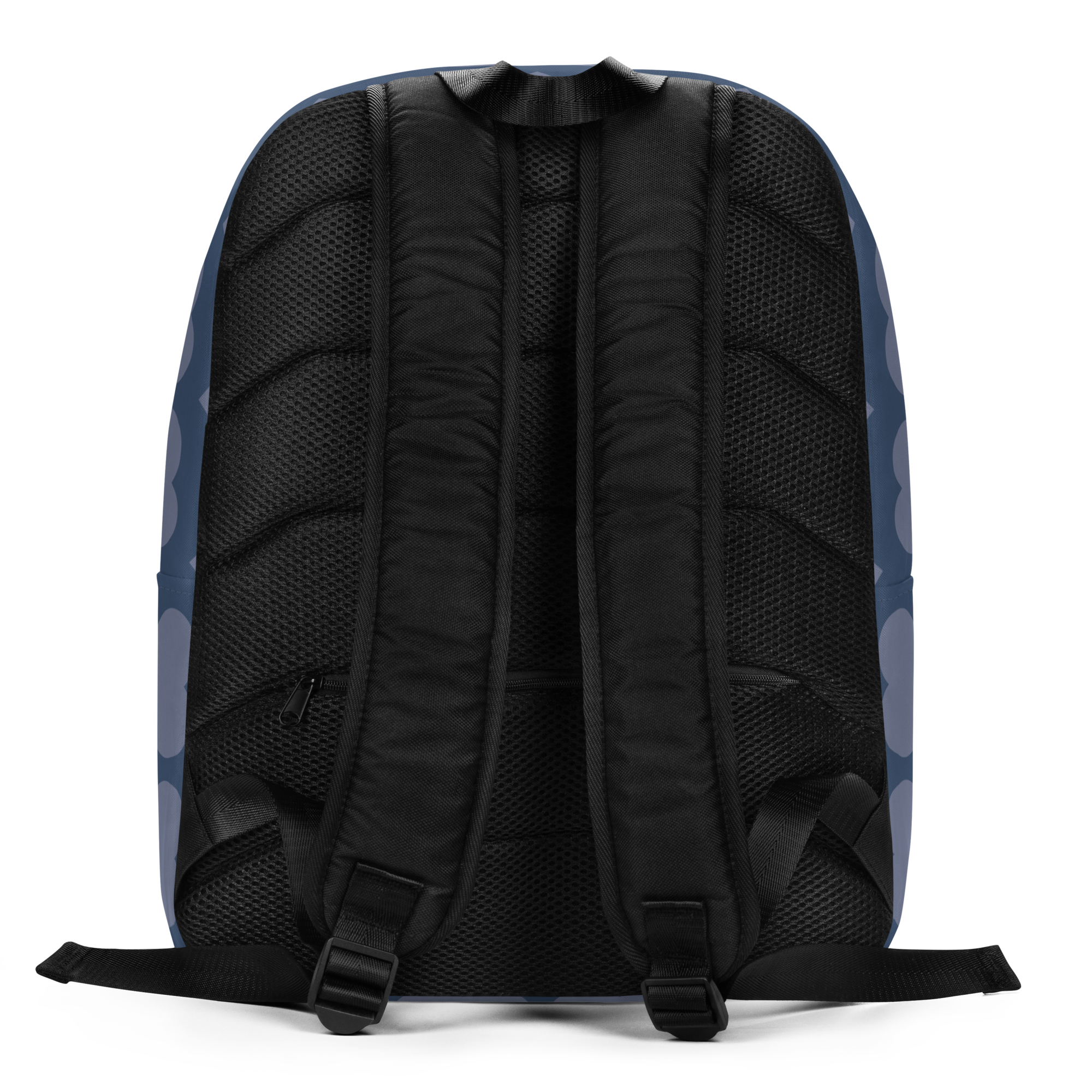 Slate blue Coco Pixies backpack with Bubbly Brooke fairy, cupcake, gray wings, and afro puffs. Fun, bold, and perfect for magical girls.