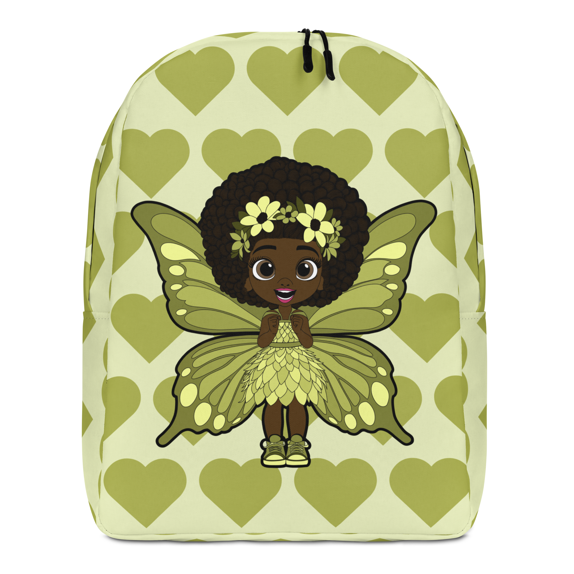 Cheerful Charlotte Pixie Backpack - Coco Pixies Soft Green Signature Heart Pattern