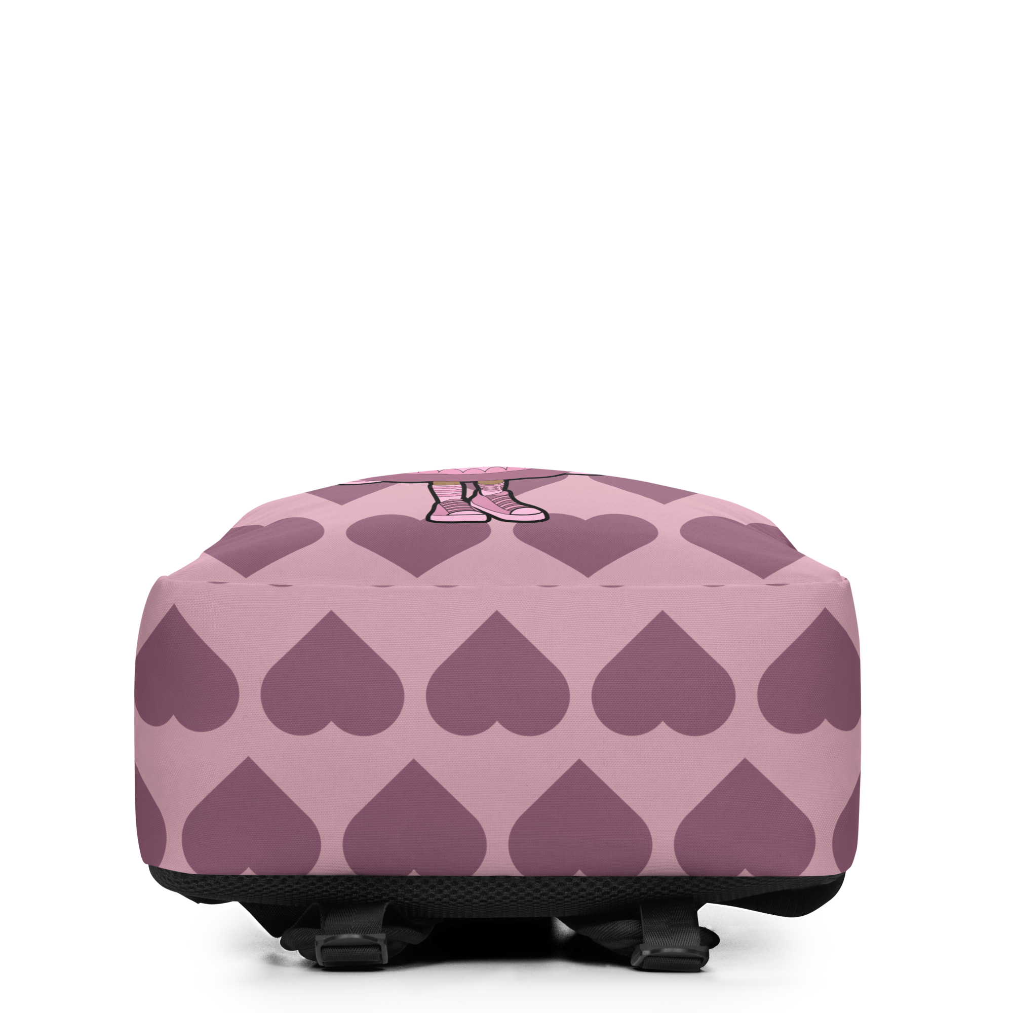 Darling Daphne Pixie Backpack by Coco Pixies featuring a Black girl pixie and mauve signature heart pattern.