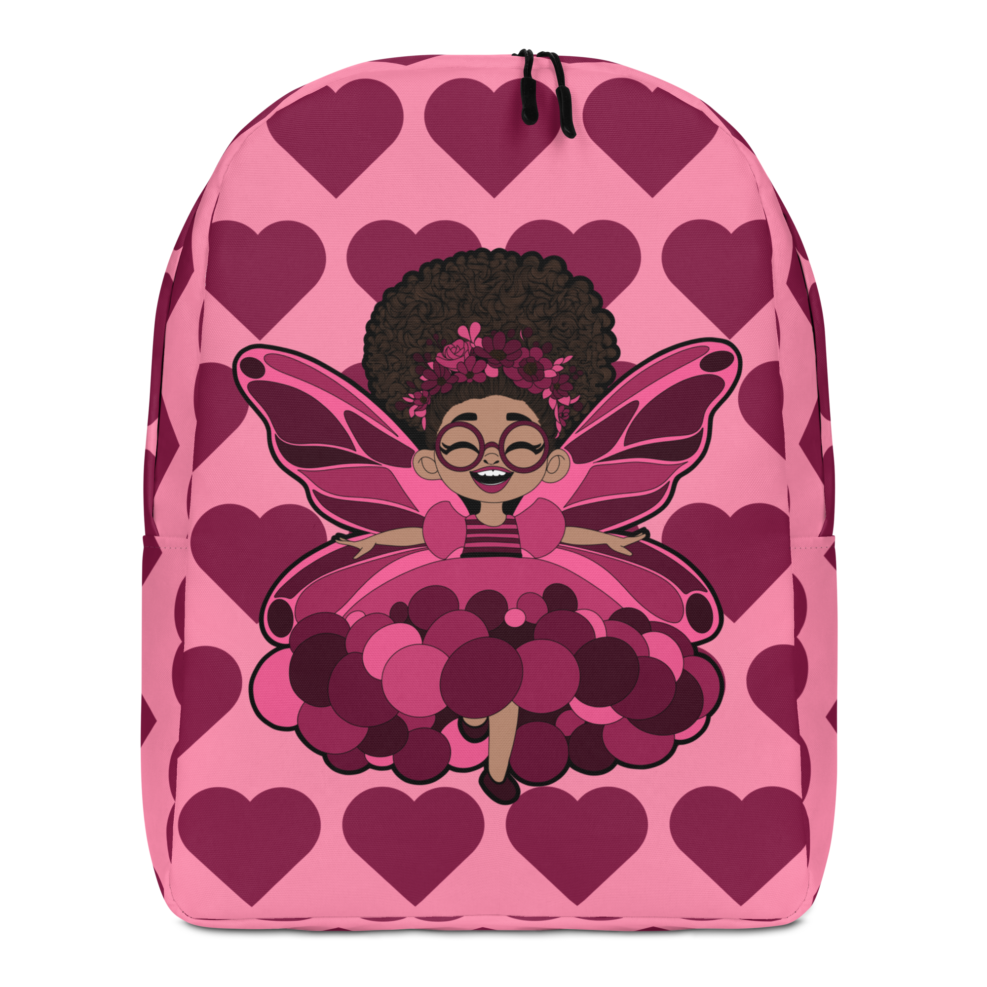 Delightful Daisy Pixie Backpack - Coco Pixies Berry Pink Signature Heart Pattern