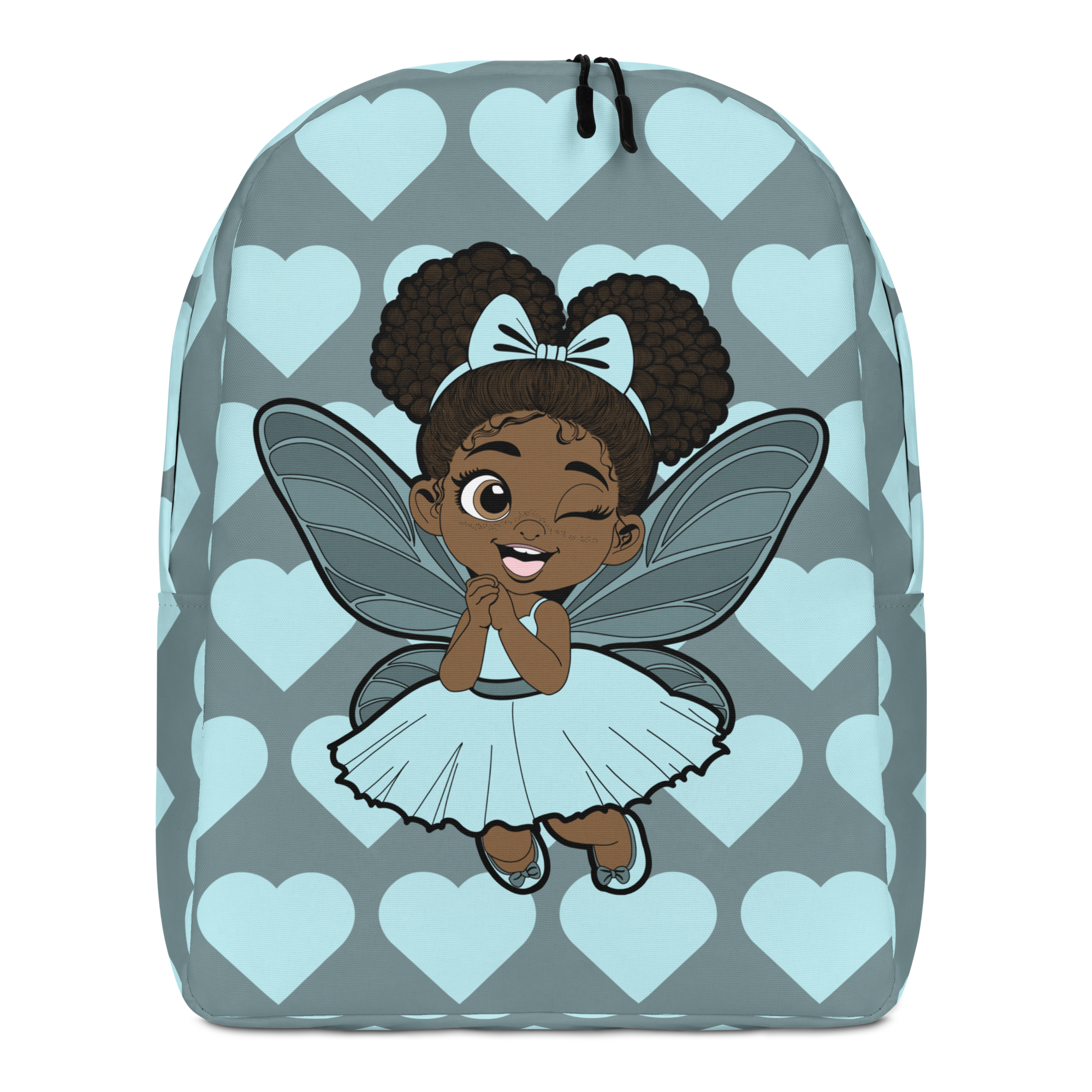 Gleeful Grace Pixie Backpack - Coco Pixies Icy Blue Signature Heart Pattern