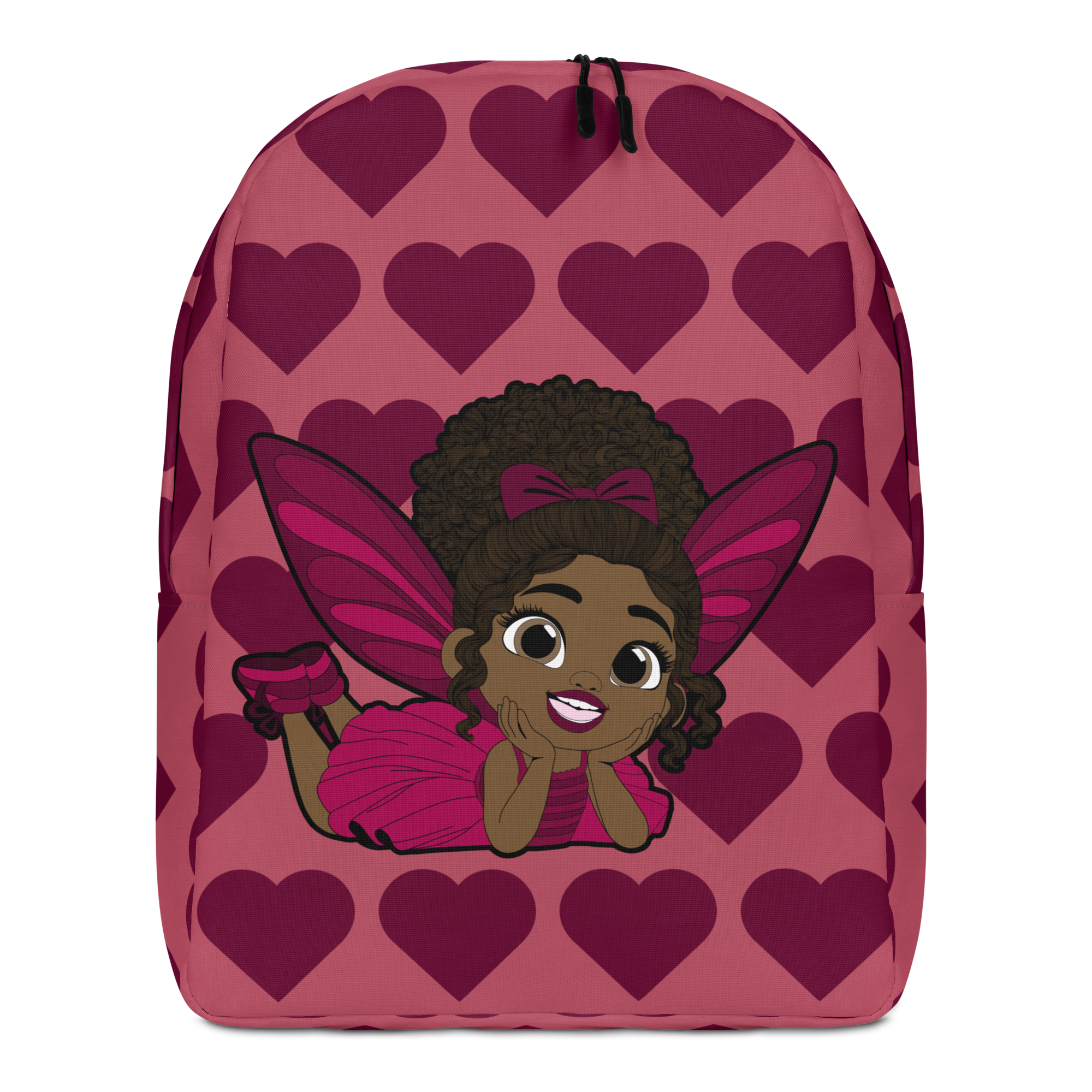 Happy Harper Pixie Backpack - Coco Pixies Deep Rose Signature Heart Pattern