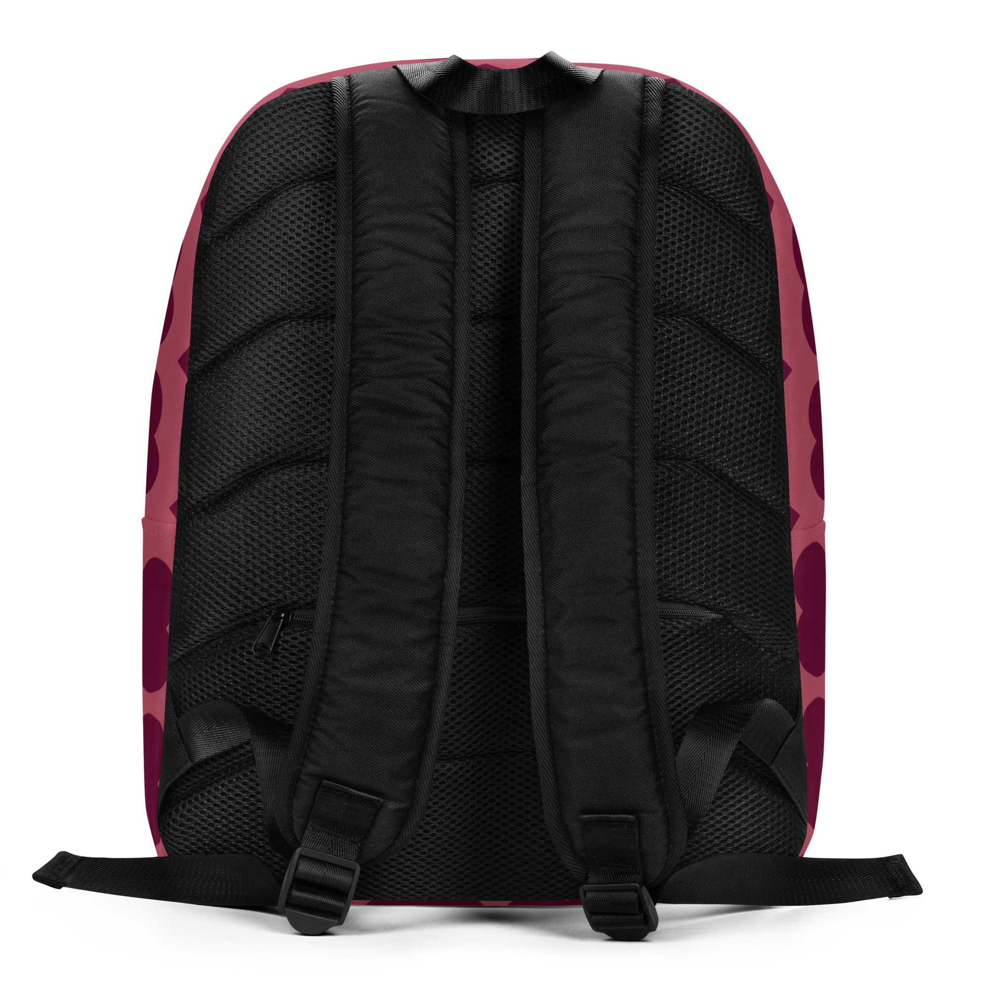Happy Harper Pixie Backpack by Coco Pixies with a deep rose background and burgundy signature hearts