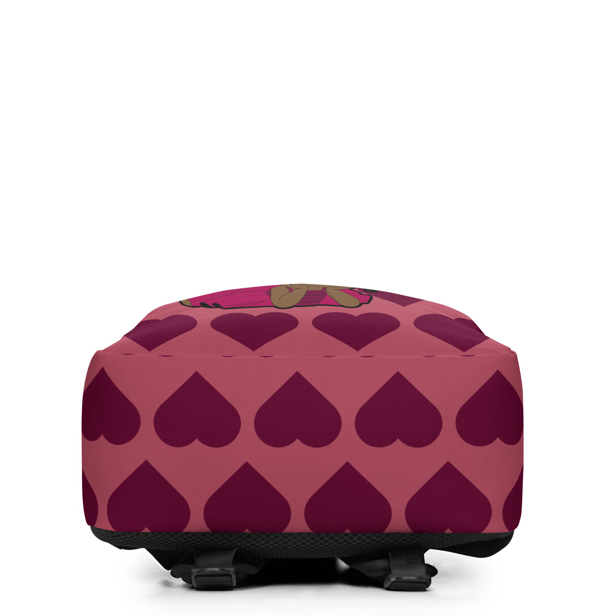 Happy Harper Pixie Backpack by Coco Pixies with a deep rose background and burgundy signature hearts