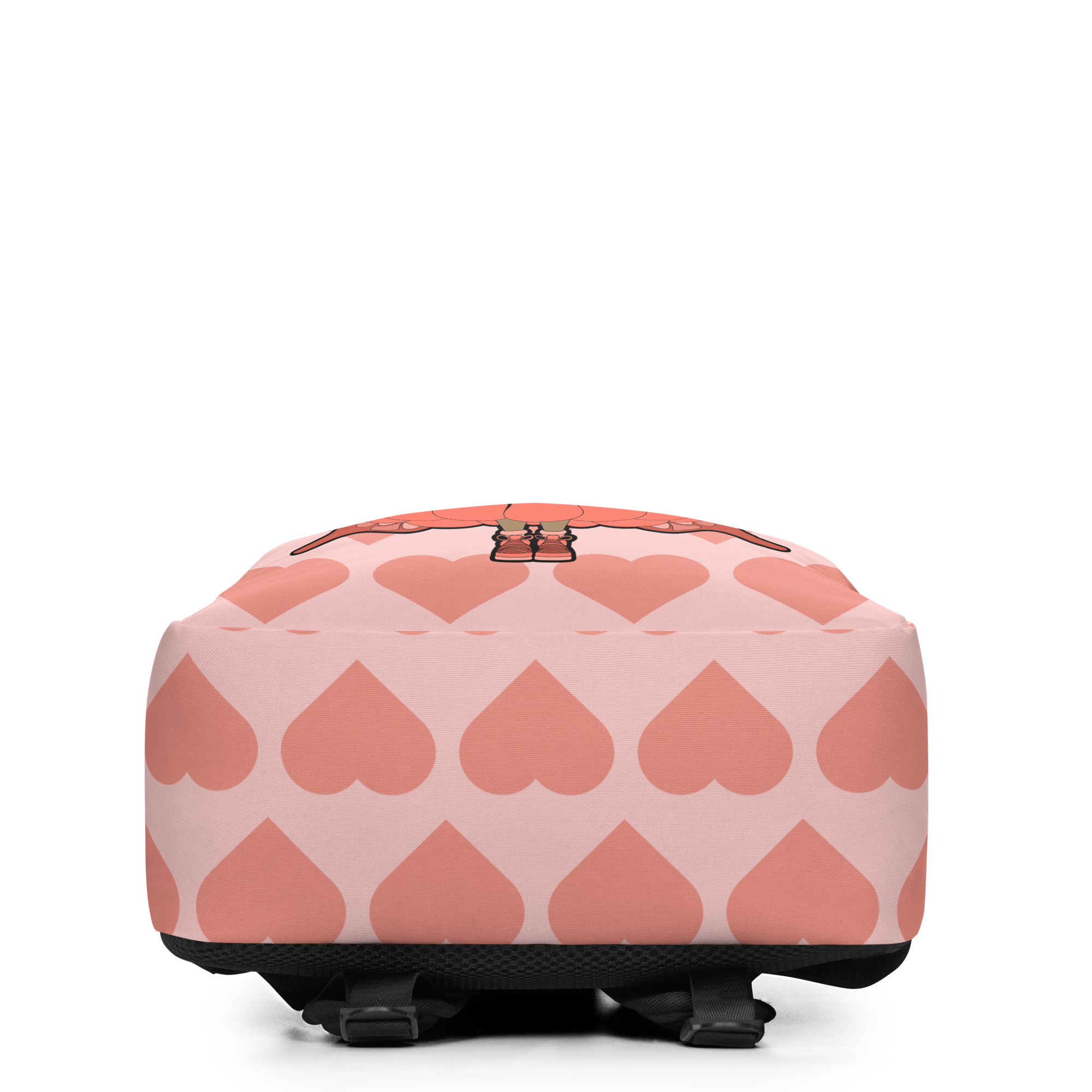 Lovely Layla Pixie Backpack by Coco Pixies with coral hearts, afro puffs, layered wings and petal dress