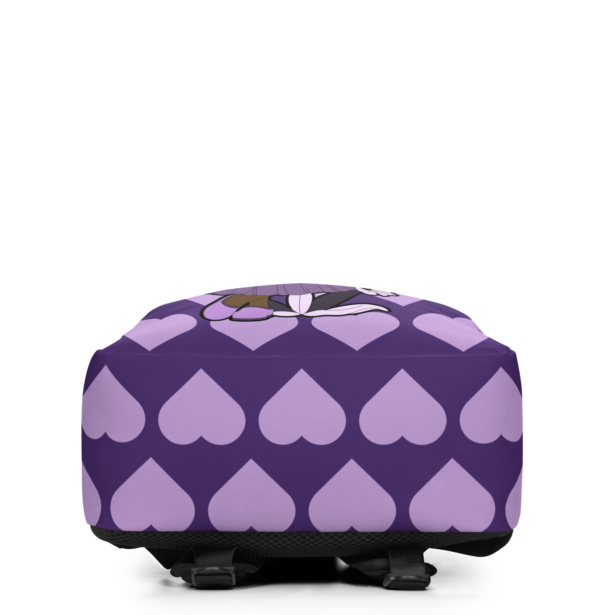 Marvelous Mia Pixie Backpack by Coco Pixies with Black girl character art and a purple signature heart pattern