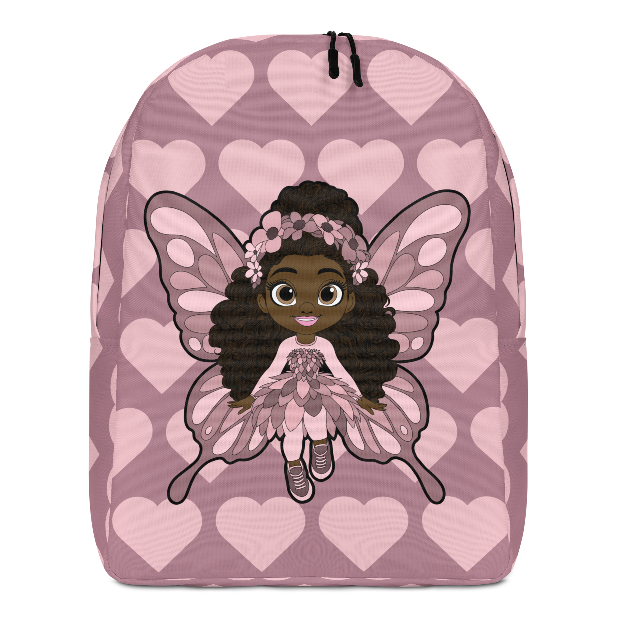 Penelope Pixie Backpack - Coco Pixies Dusty Rose Signature Heart Pattern