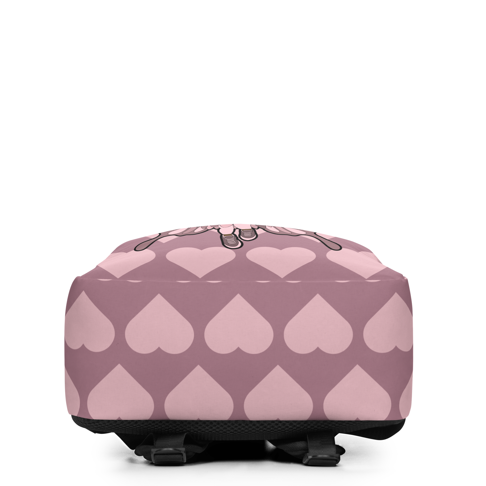 Penelope Pixie Backpack by Coco Pixies with a Black girl character and dusty rose signature heart pattern