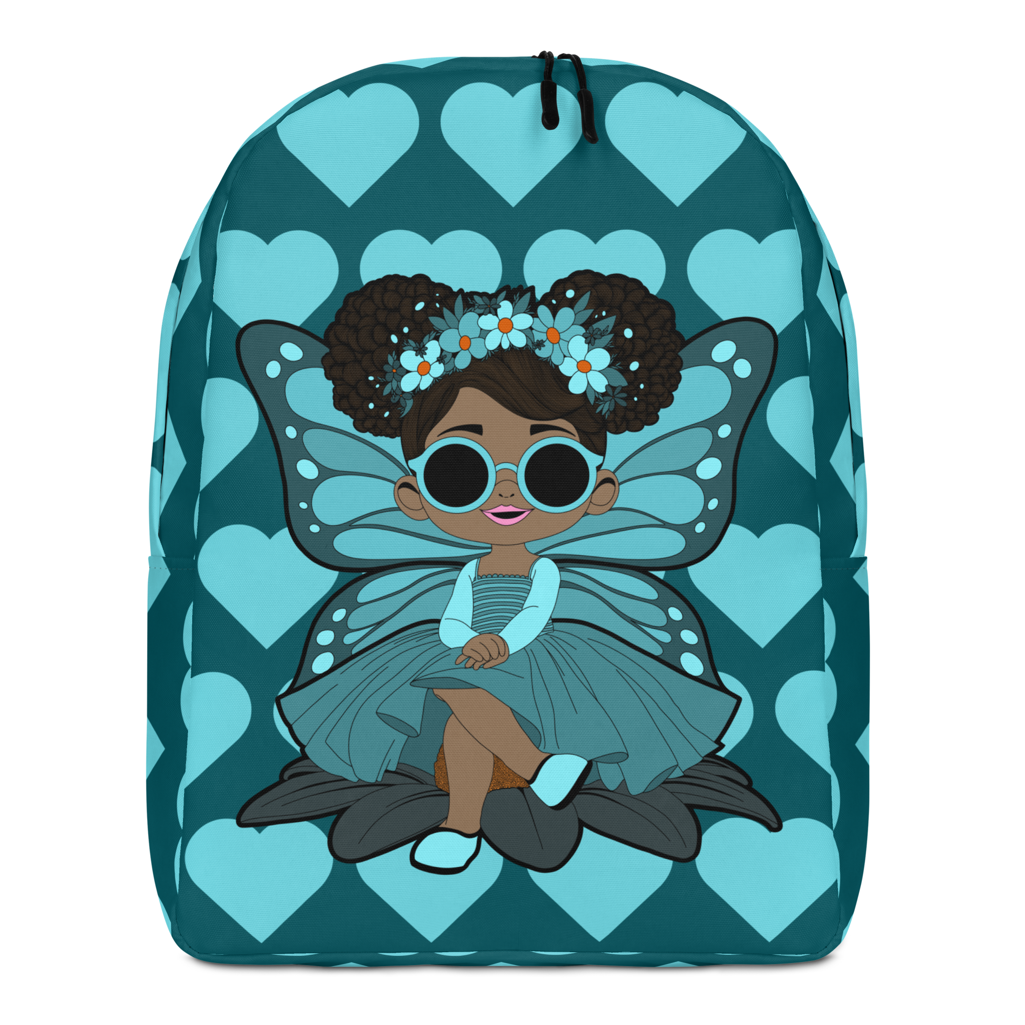 Sassy Sammy Pixie Backpack - Coco Pixies Deep Teal Signature Heart Pattern