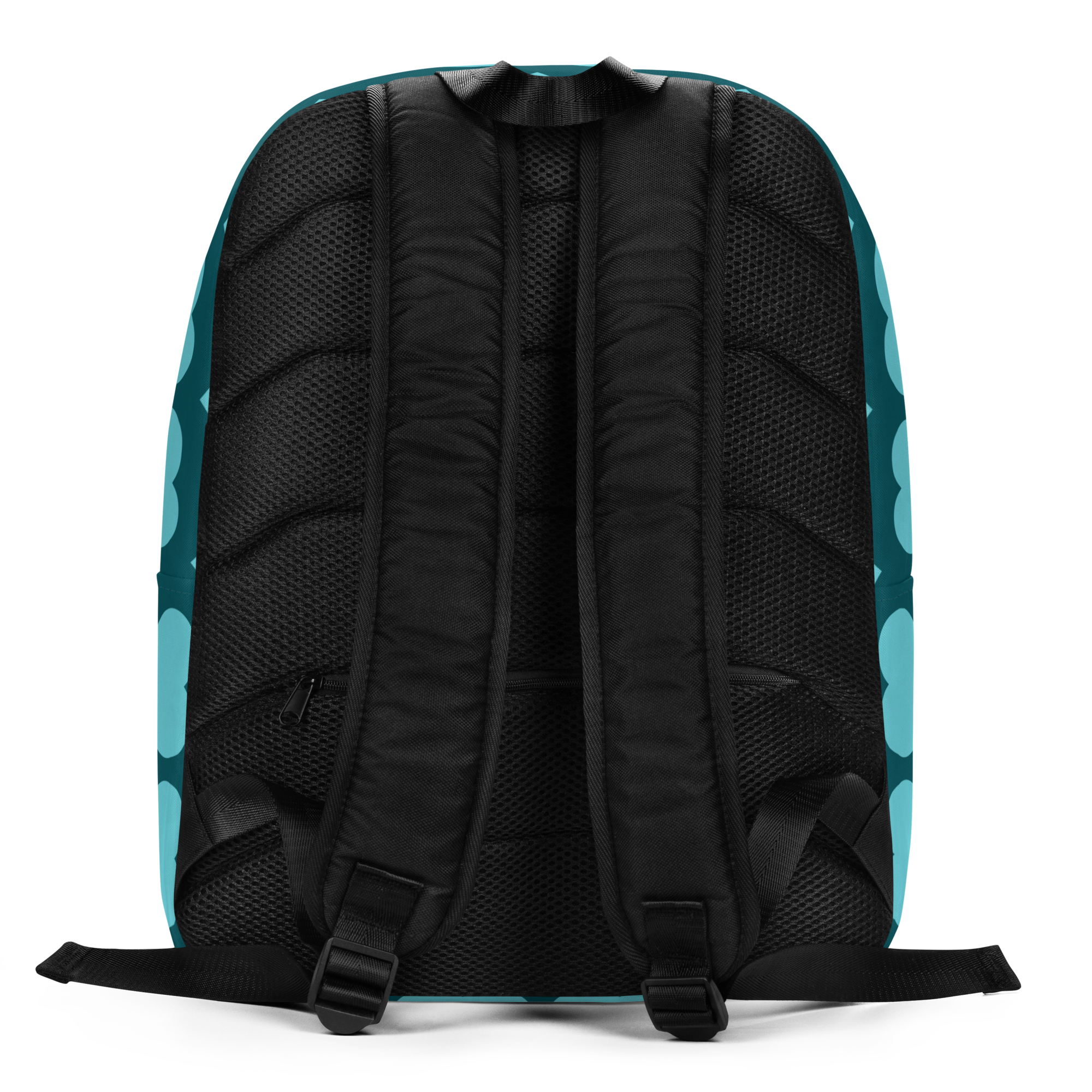 Sassy Sammy Pixie Backpack by Coco Pixies with deep teal heart pattern, afro puffs, sunglasses and teal wings