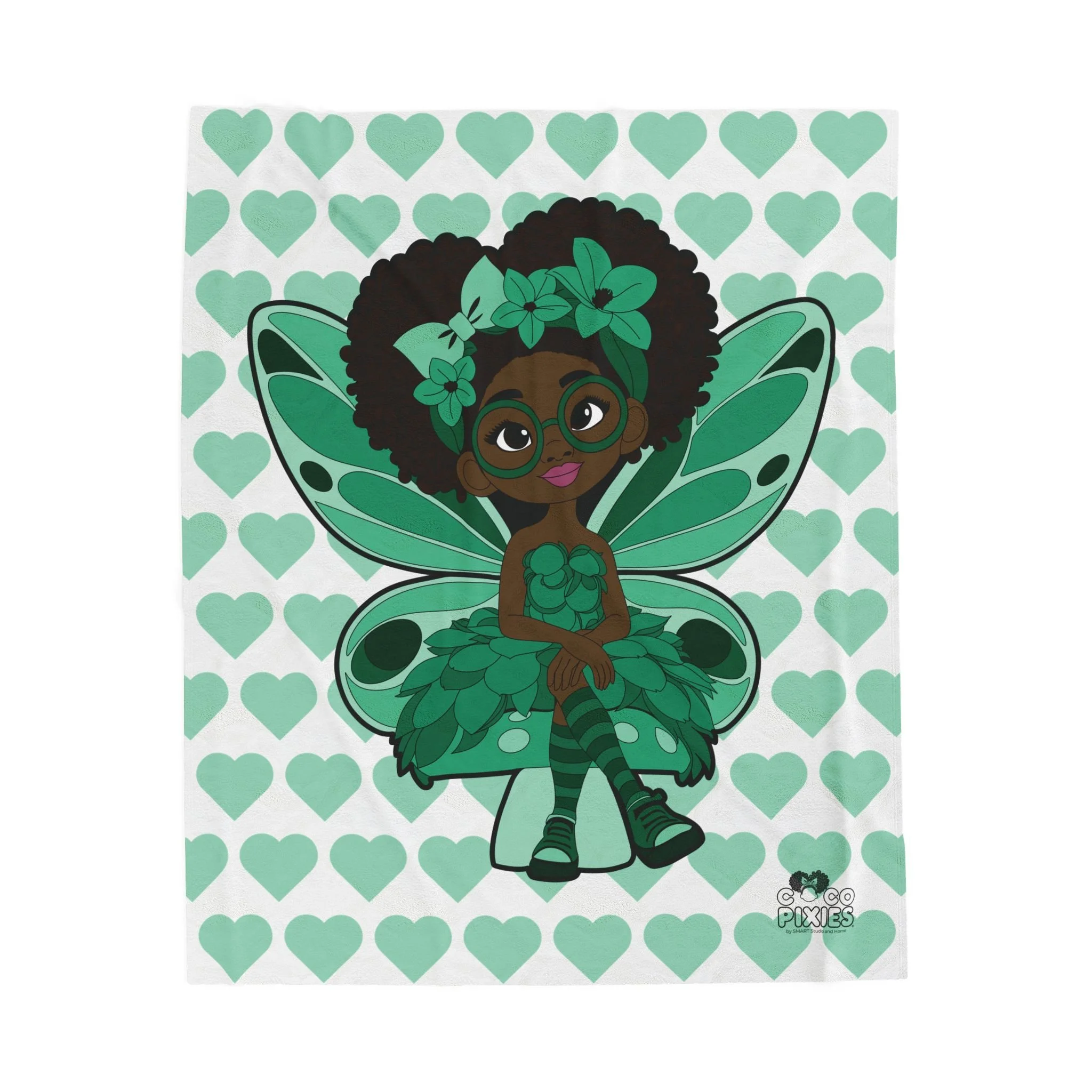 Brilliant Bailey Pixie Velveteen Plush Blanket - Coco Pixies Signature Heart Pattern Throw, 50" x 60"