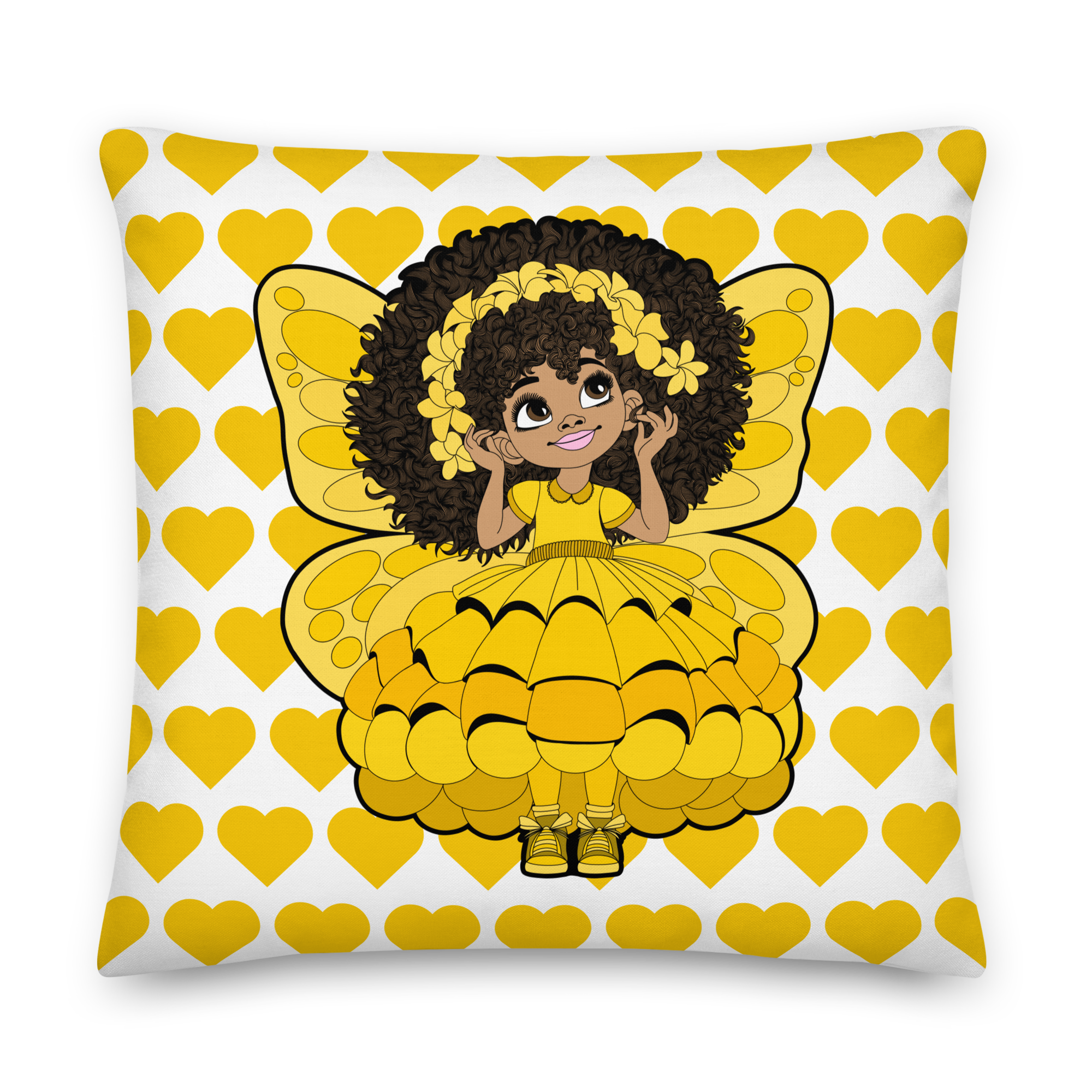 Blissful Brandie Pixie Heart Throw Pillow - Coco Pixies Signature Heart Pattern Decorative Accent Pillow, 22" x 22"