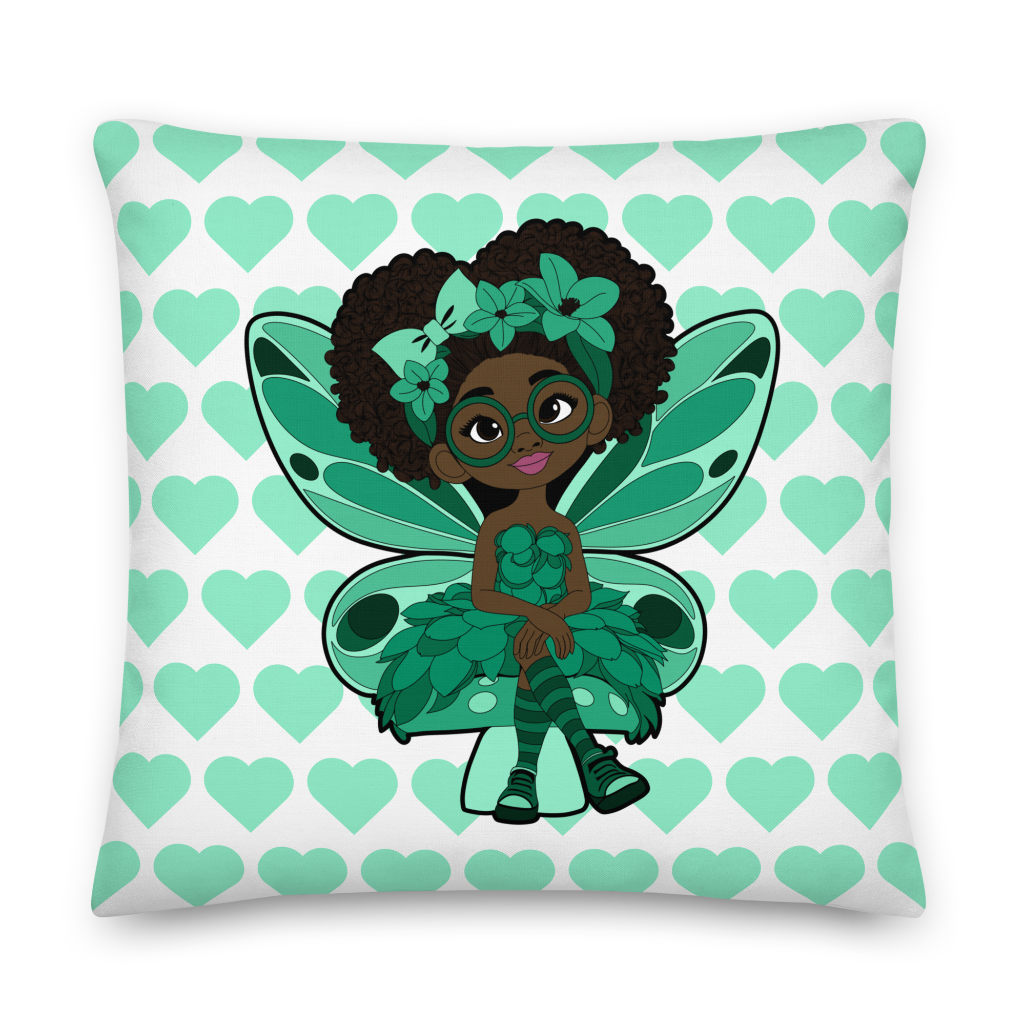 Brilliant Bailey Pixie Heart Throw Pillow - Coco Pixies Signature Heart Pattern Decorative Accent Pillow, 22" x 22"