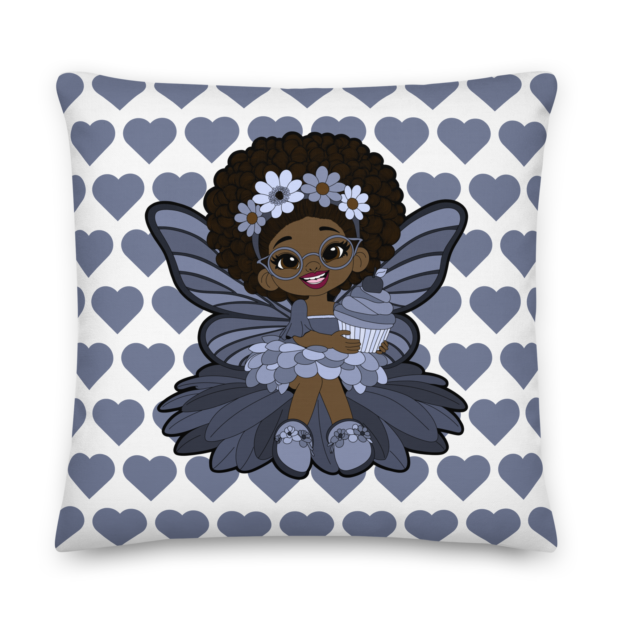 Bubbly Brooke Pixie Heart Throw Pillow - Coco Pixies Signature Heart Pattern Decorative Accent Pillow, 22" x 22"