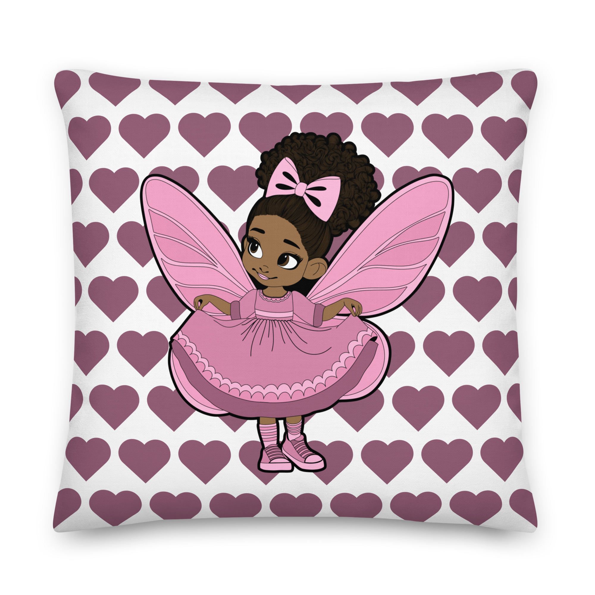 Darling Daphne Pixie Heart Throw Pillow - Coco Pixies Signature Heart Pattern Decorative Accent Pillow, 22" x 22"