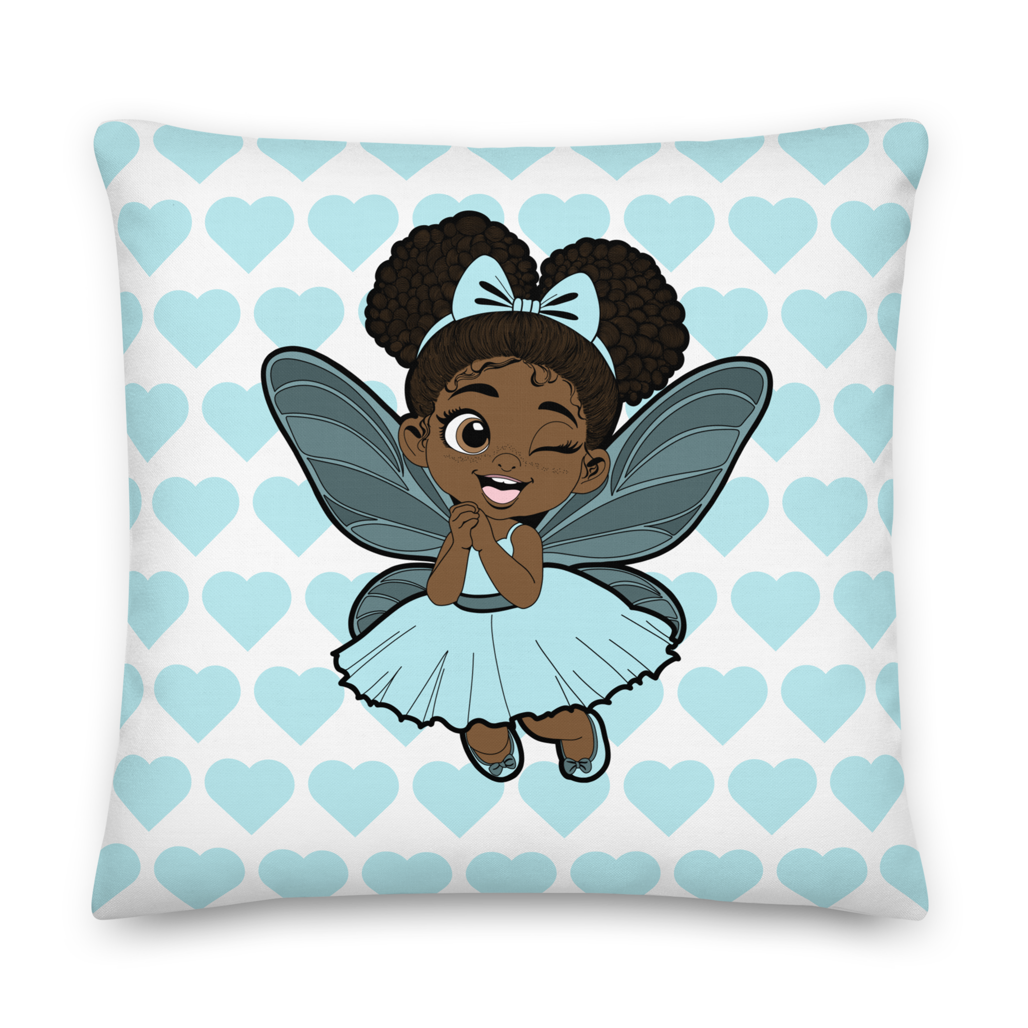 Gleeful Grace Pixie Heart Pattern Throw Pillow - Coco Pixies Signature Heart Pattern Decorative Accent Pillow, 22" x 22"