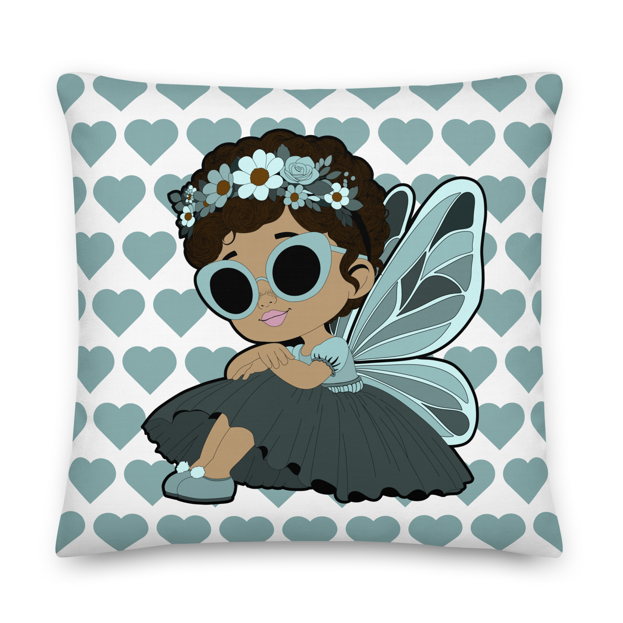 Pixie Piper Heart Pattern Throw Pillow - Coco Pixies Signature Heart Pattern Decorative Accent Pillow, 22" x 22"
