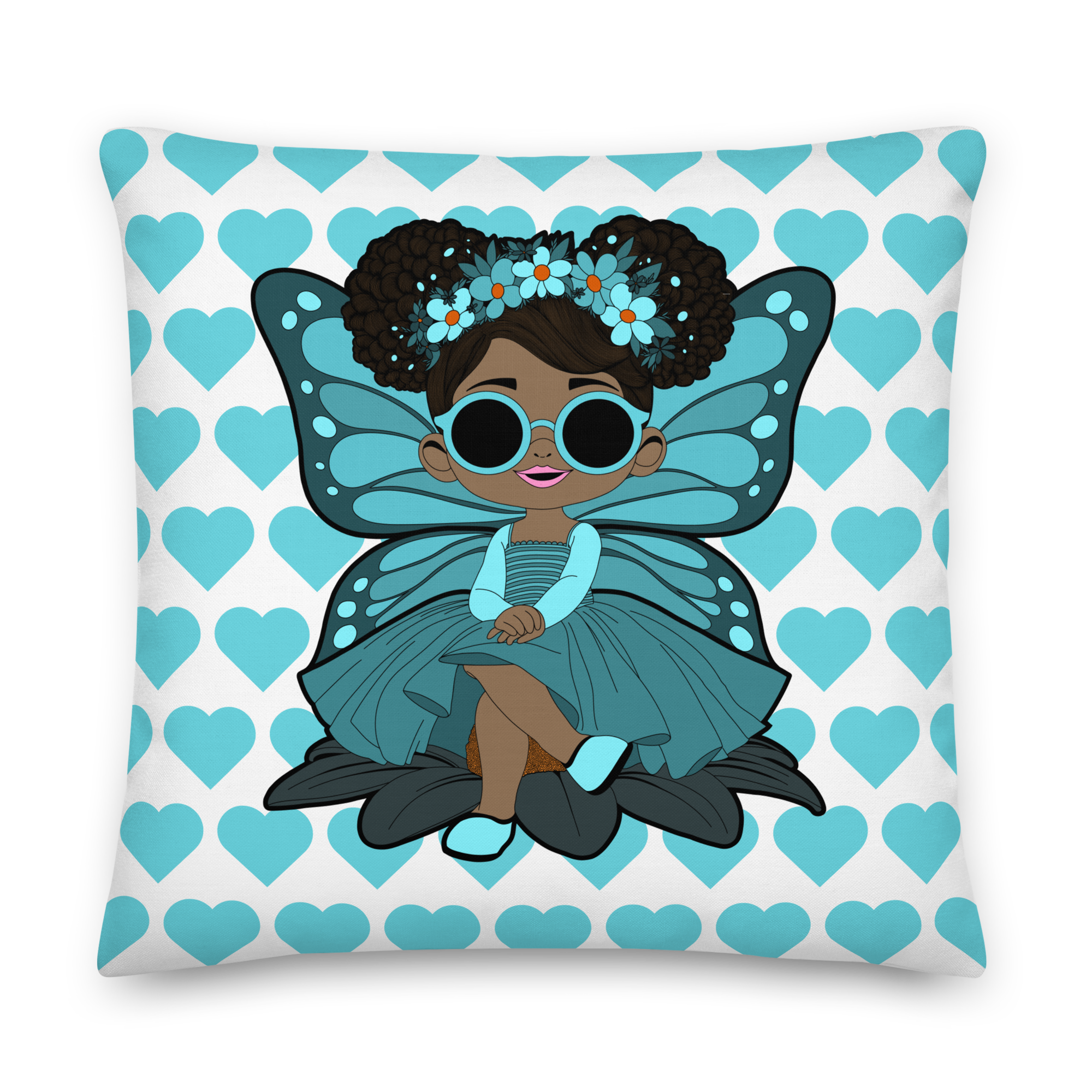 Sassy Sammy Pixie Heart Pattern Throw Pillow - Coco Pixies Signature Heart Pattern Decorative Accent Pillow, 22" x 22"