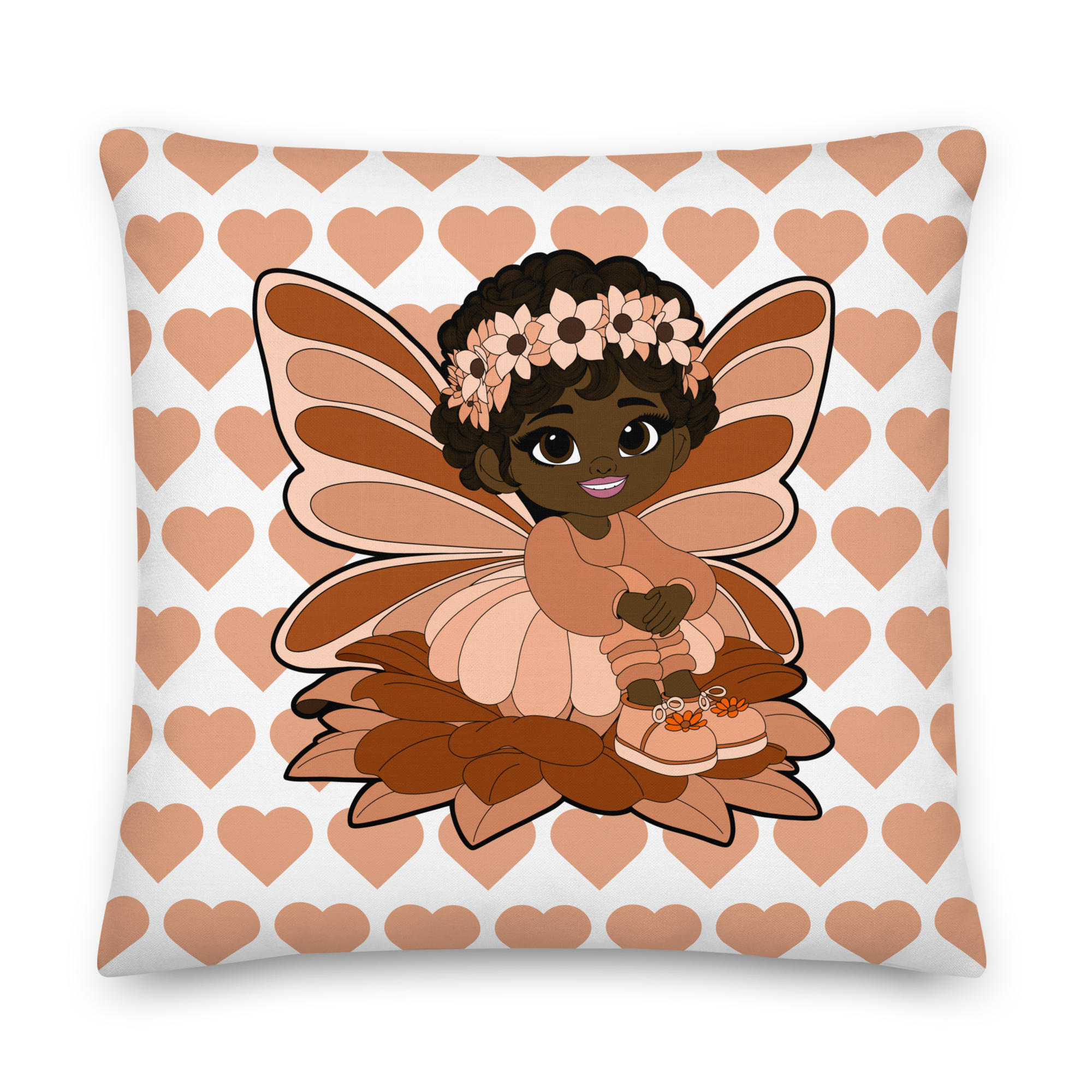 Sweet Sienna Pixie Heart Pattern Throw Pillow - Coco Pixies Signature Heart Pattern Decorative Accent Pillow, 22" x 22"
