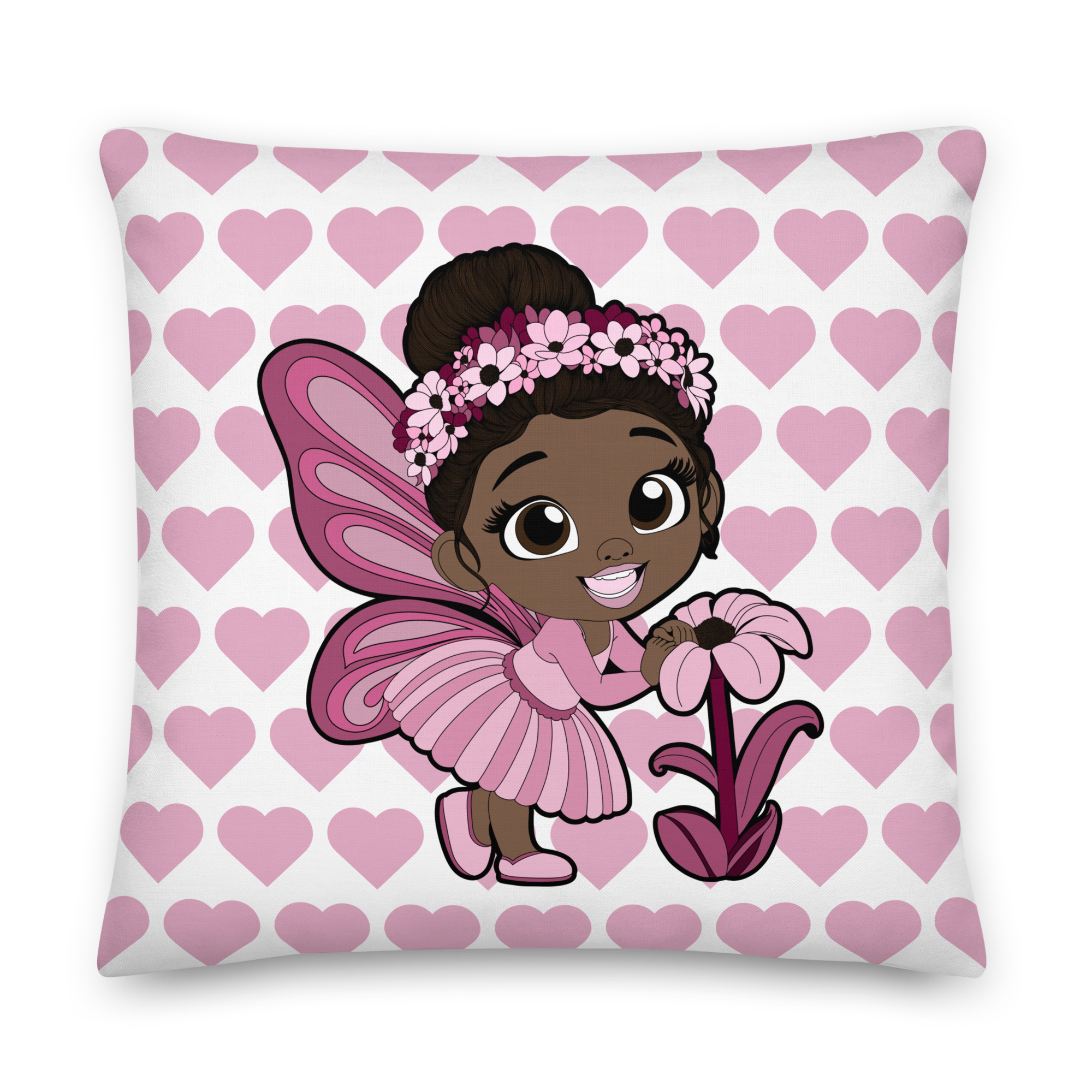 Tara Twinkle Pixie Heart Pattern Throw Pillow - Coco Pixies Signature Heart Pattern Decorative Accent Pillow, 22" x 22"