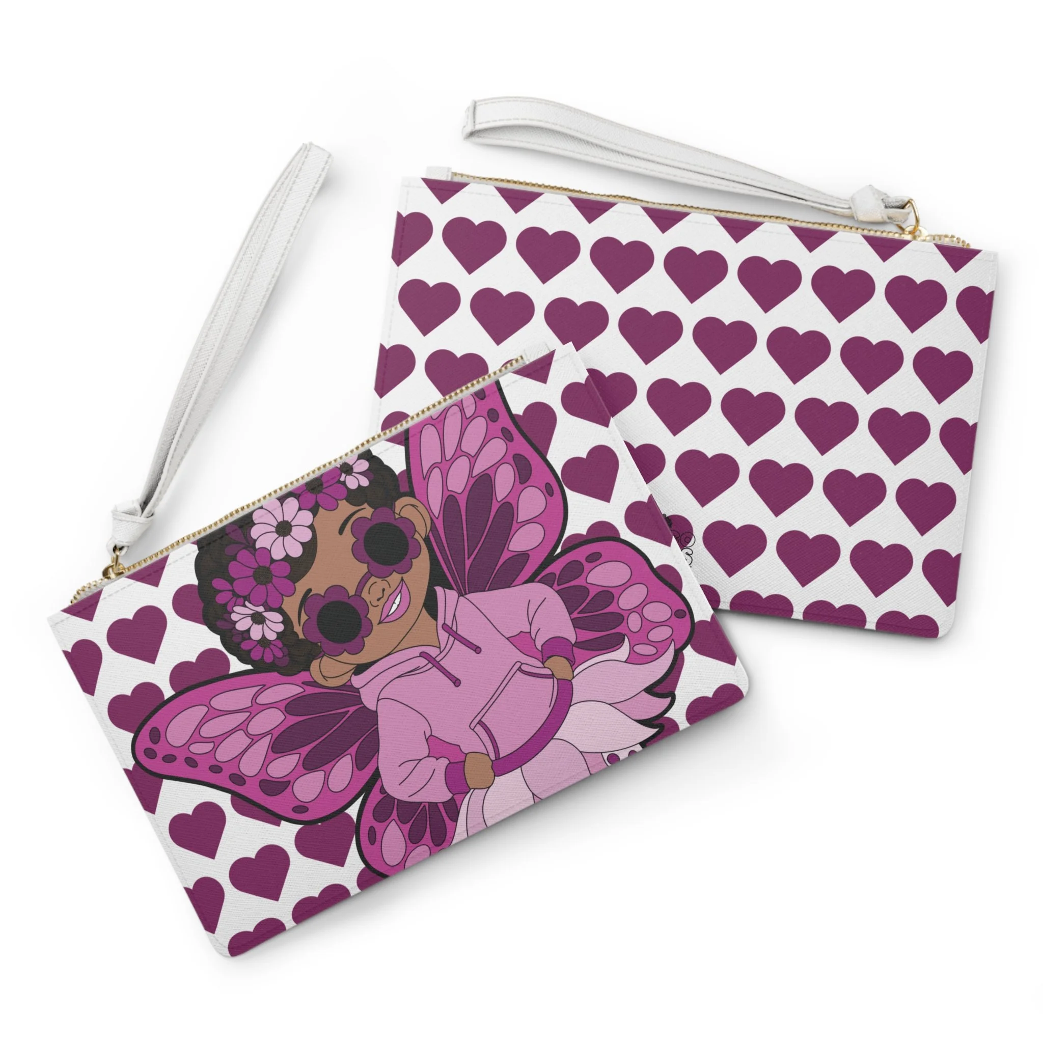 Teonna Twinklepuff Pixie Clutch Bag - Coco Pixies Signature Heart Pattern Wristlet With Zipper