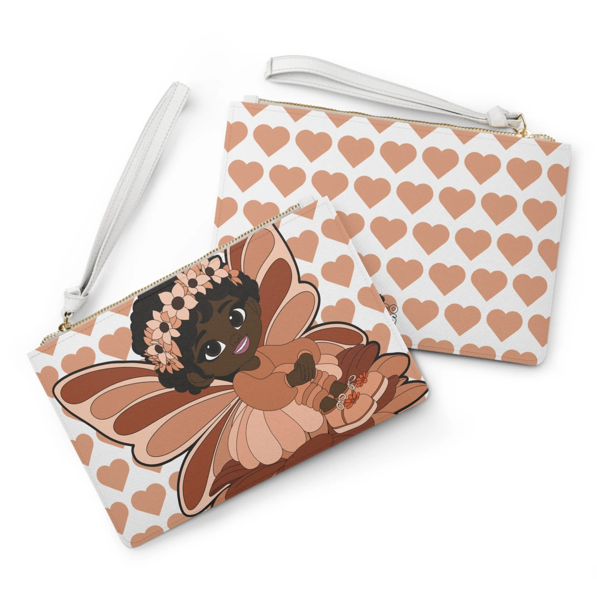 Sweet Sienna Pixie Clutch Bag - Coco Pixies Signature Heart Pattern Wristlet With Zipper