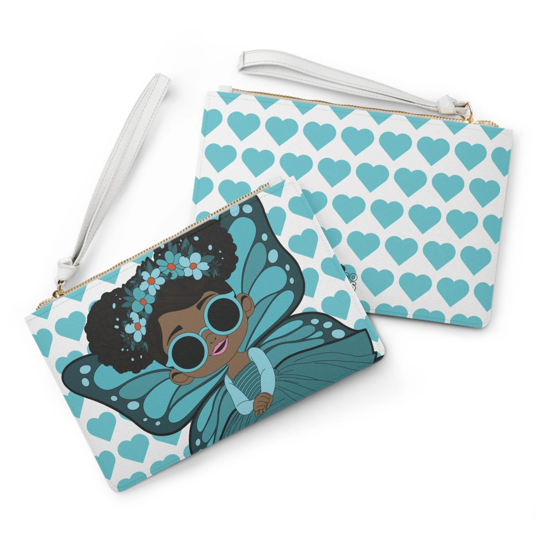 Sassy Sammy Pixie Clutch Bag - Coco Pixies Signature Heart Pattern Wristlet With Zipper