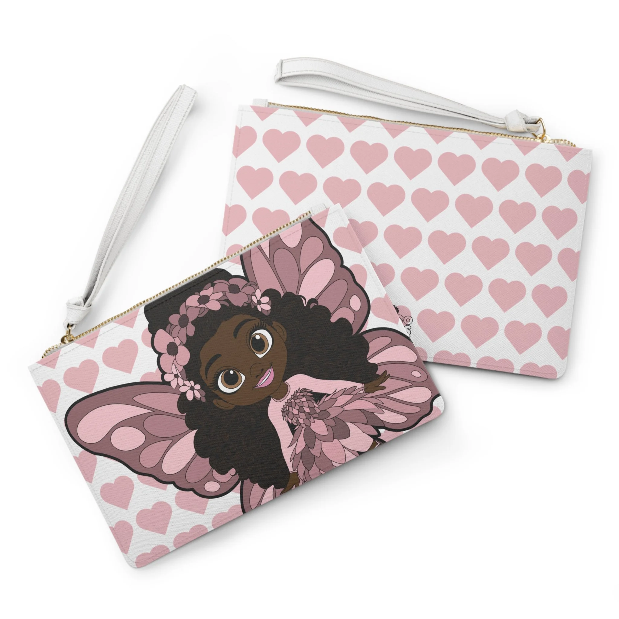 Penelope Pixie Clutch Bag - Coco Pixies Signature Heart Pattern Wristlet With Zipper