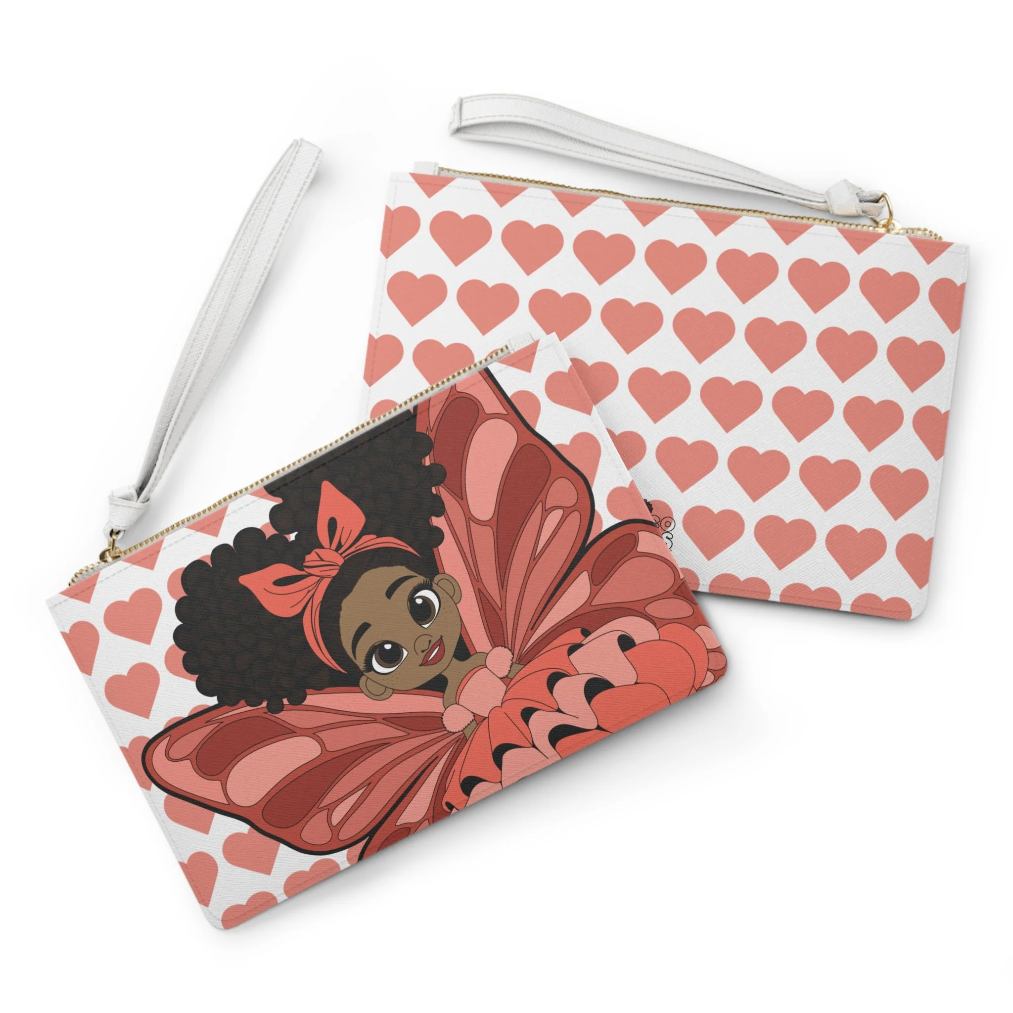 Lovely Layla Pixie Clutch Bag - Coco Pixies Signature Heart Pattern Wristlet With Zipper