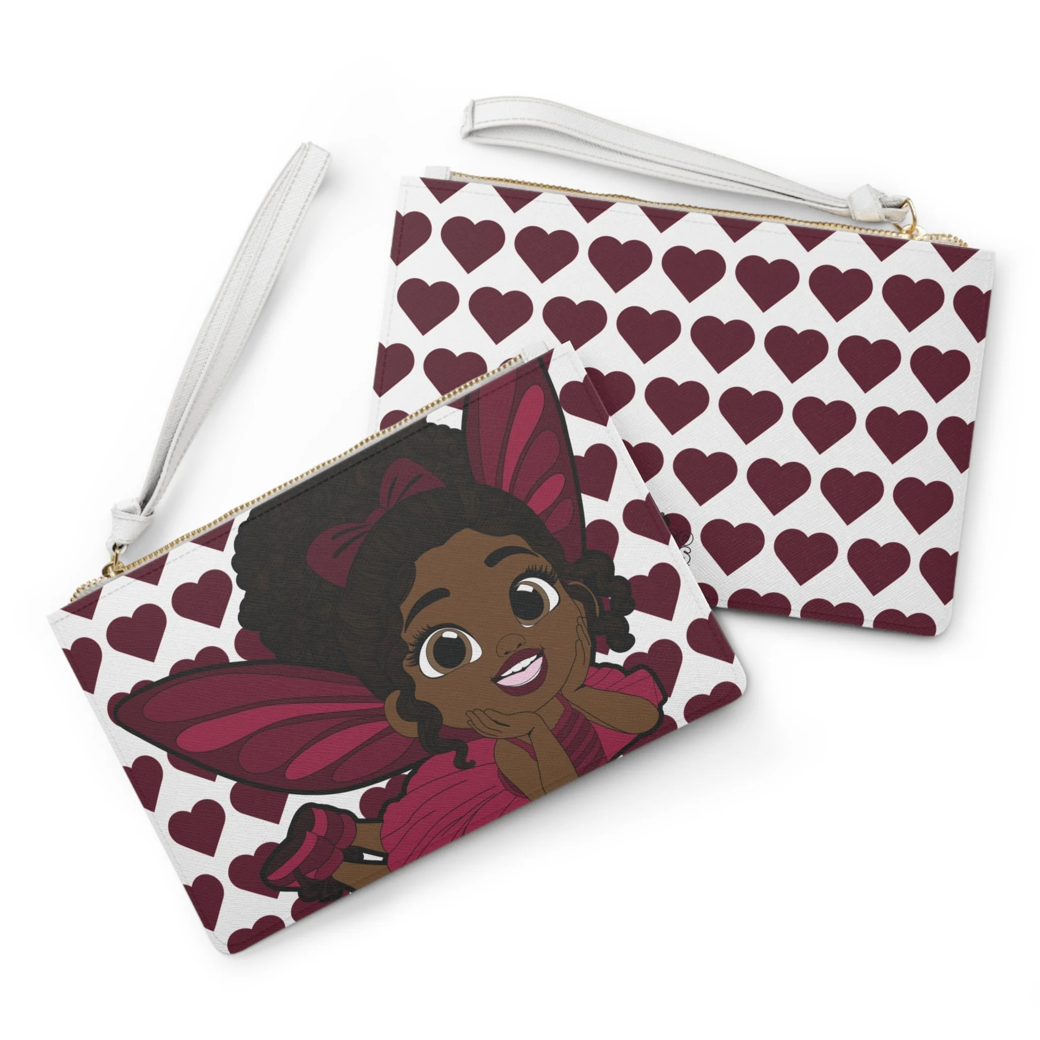 Happy Harper Pixie Clutch Bag - Coco Pixies Signature Heart Pattern Wristlet With Zipper
