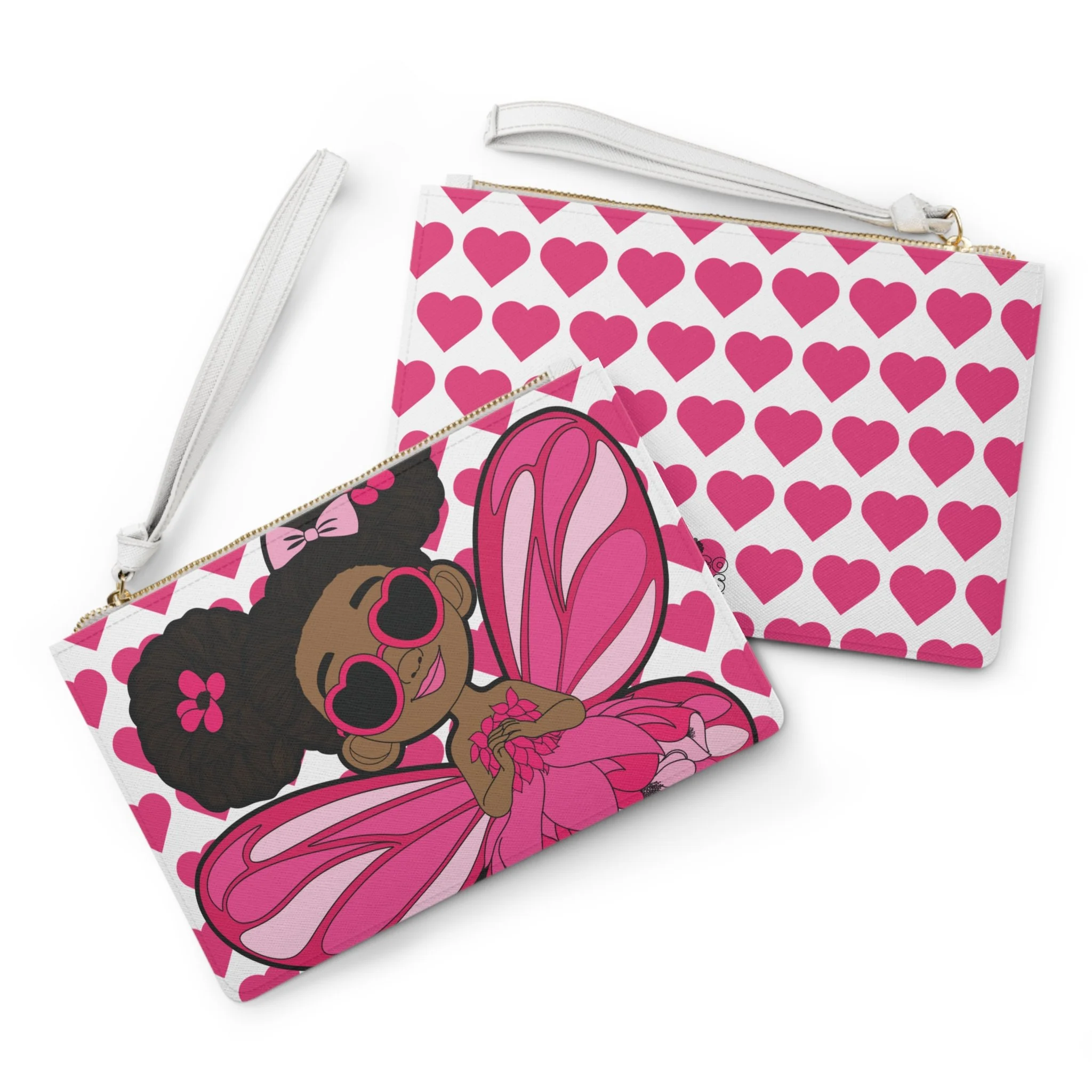 Glitzy Gracelynn Pixie Clutch Bag - Coco Pixies Signature Heart Pattern Wristlet With Zipper