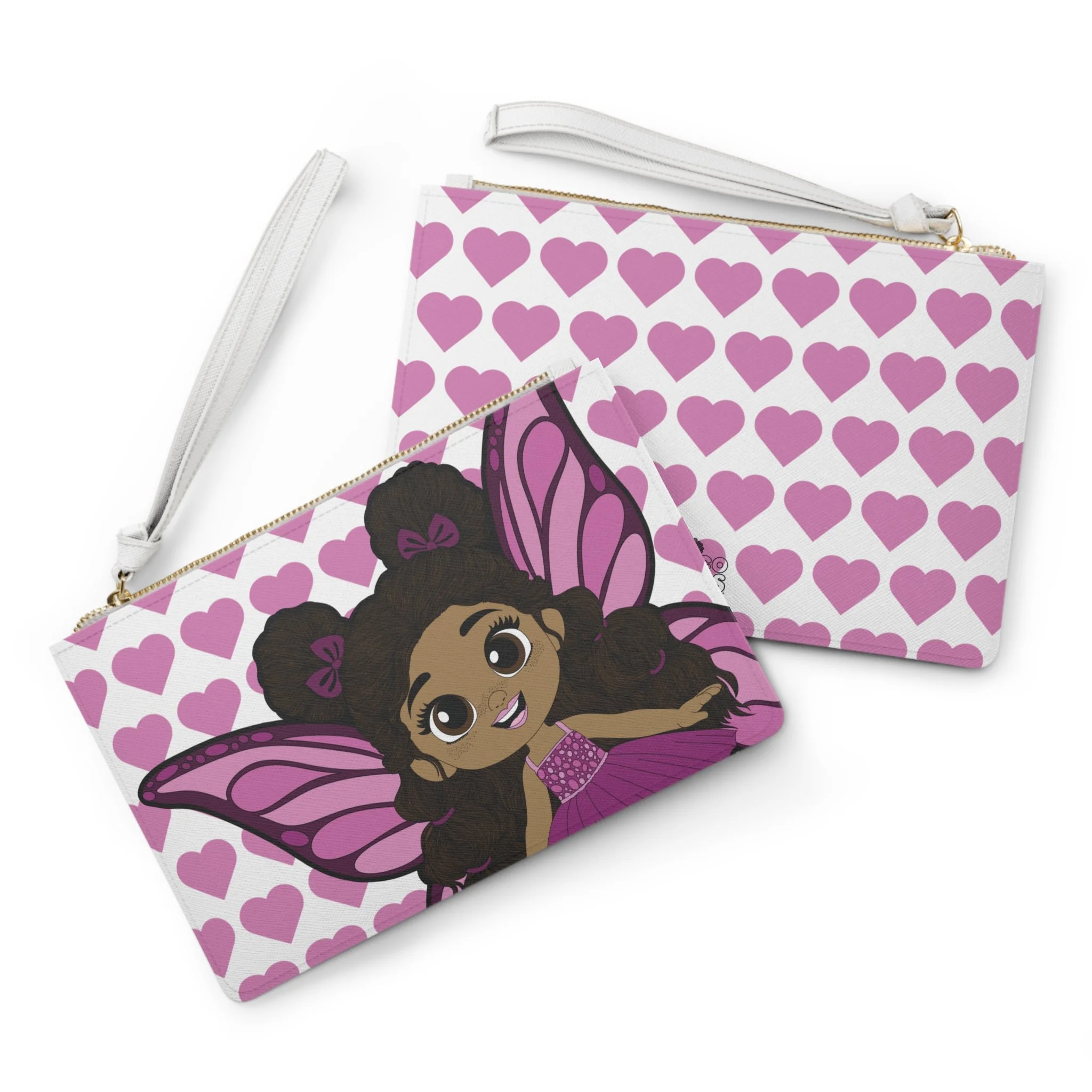 Fiona Flutter Pixie Clutch Bag - Coco Pixies Signature Heart Pattern Wristlet With Zipper