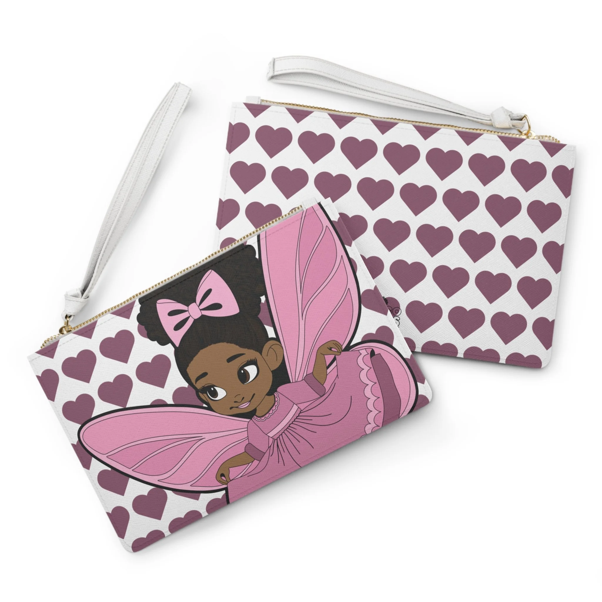 Darling Daphne Pixie Clutch Bag - Coco Pixies Signature Heart Pattern Wristlet With Zipper